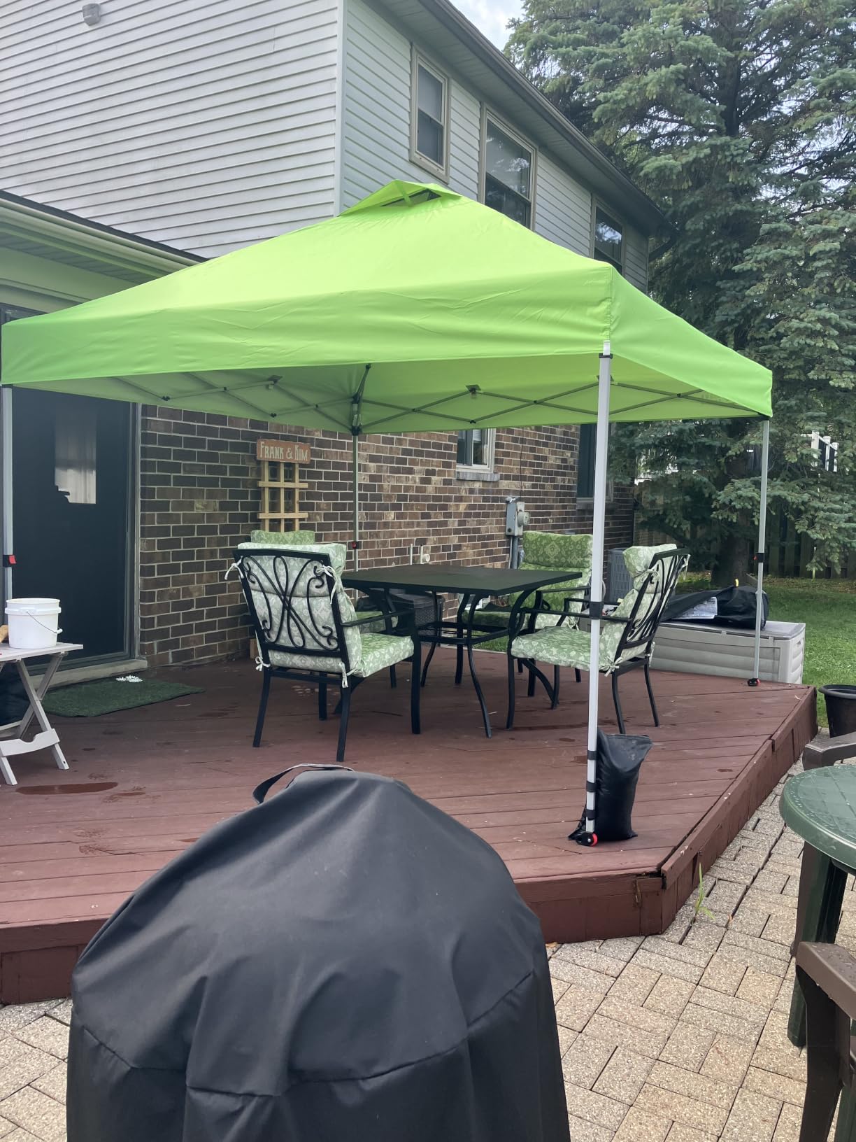 CROWN SHADES 10x10 Pop Up Canopy Tent with One Push Setup, Grid Gray | Patented CenterLok, Easy Outdoor Sun Shade for Events, Parties, Camping - Gazebo with STO-N-Go Cover Bag, Silver-Coated Top customer photo 2