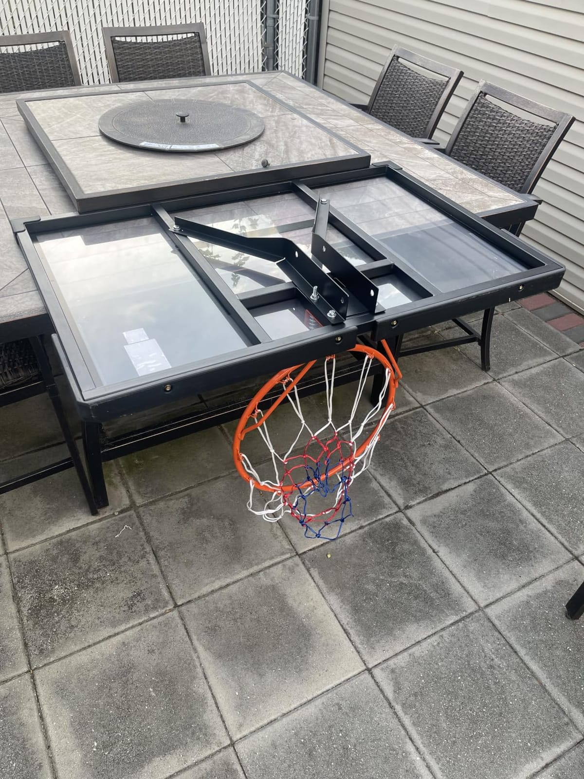 Yohood Basketball Hoop Outdoor Portable 44/48 Inch Backboard, 10ft Quickly Adjustable Basketball Goal System with Wheels for Court/Backyard/Driveway customer photo 1