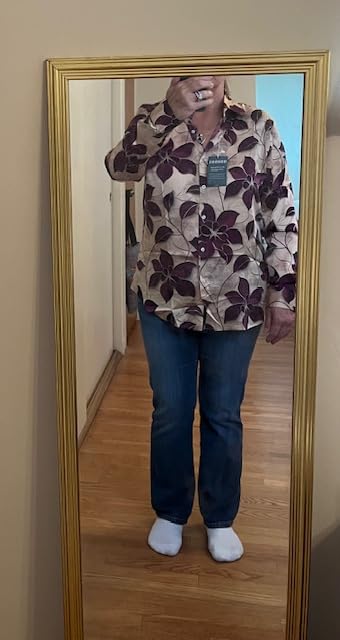 BBIBBI Wrinkle-Resistant Silky Women Printed Button Down Shirt Long Sleeve customer photo 1