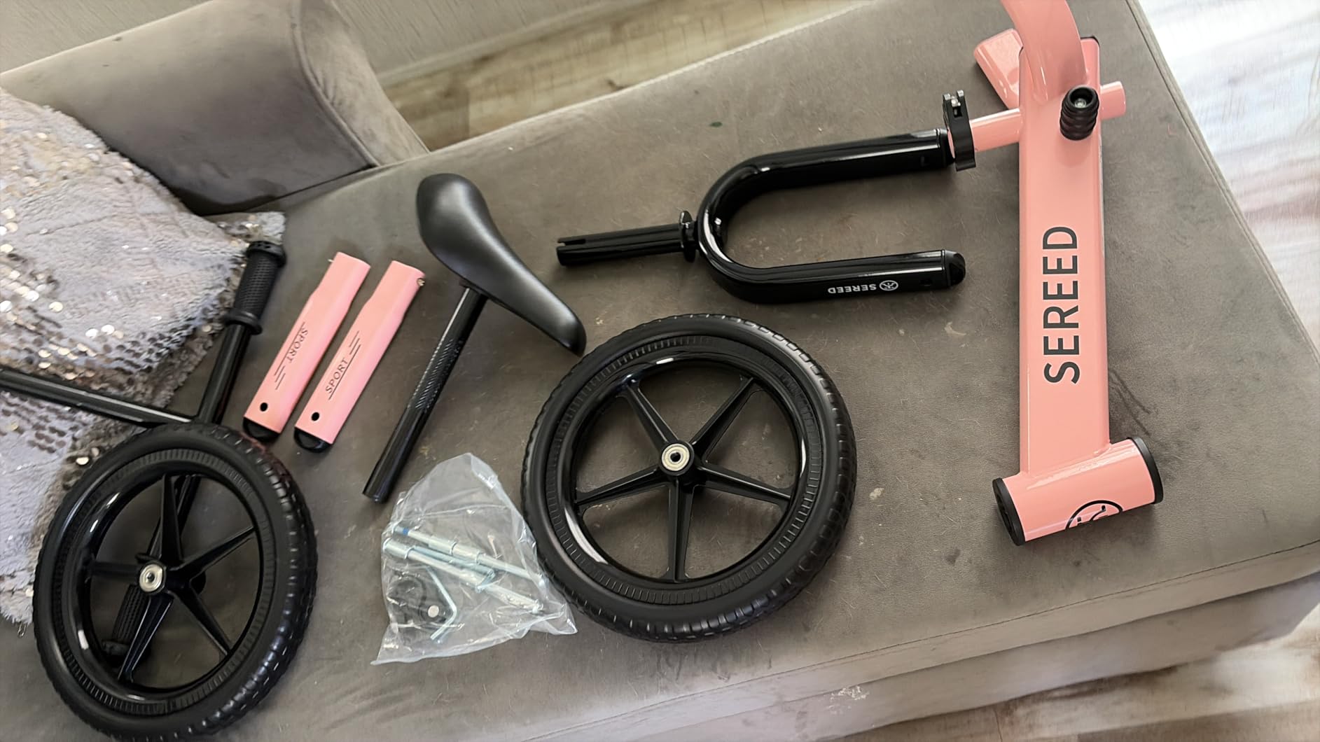 SEREED Toddler Balance Bike 2 Year Old, Gift for 2-3 Boys Girls, Adjustable | No Pedal Kids Toy Bike for 2-5 Years Old, Customize Plate with 3pcs Stickers (White) customer photo 1