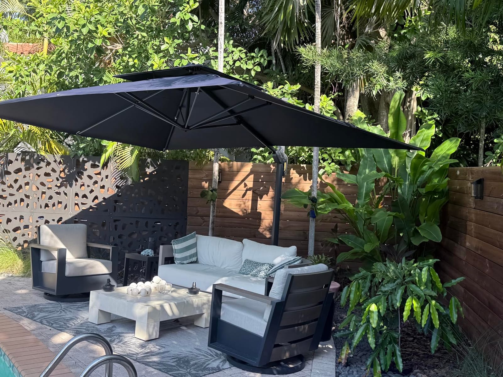 PURPLE LEAF Sunbrella Patio Umbrella 12FT Outdoor Umbrella Spectrum Denim customer photo 1
