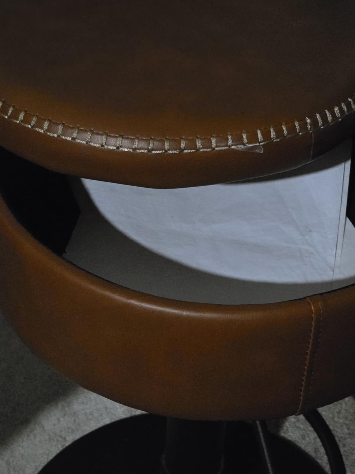 VASAGLE EKHO Collection - 360° Swivel Bar Stools Set of 2, Height Adjustable Barstools with Storage, Synthetic Leather with Stitching, Mid-Century Modern, Kitchen Bar, Easy Assembly, Caramel Brown customer photo 2