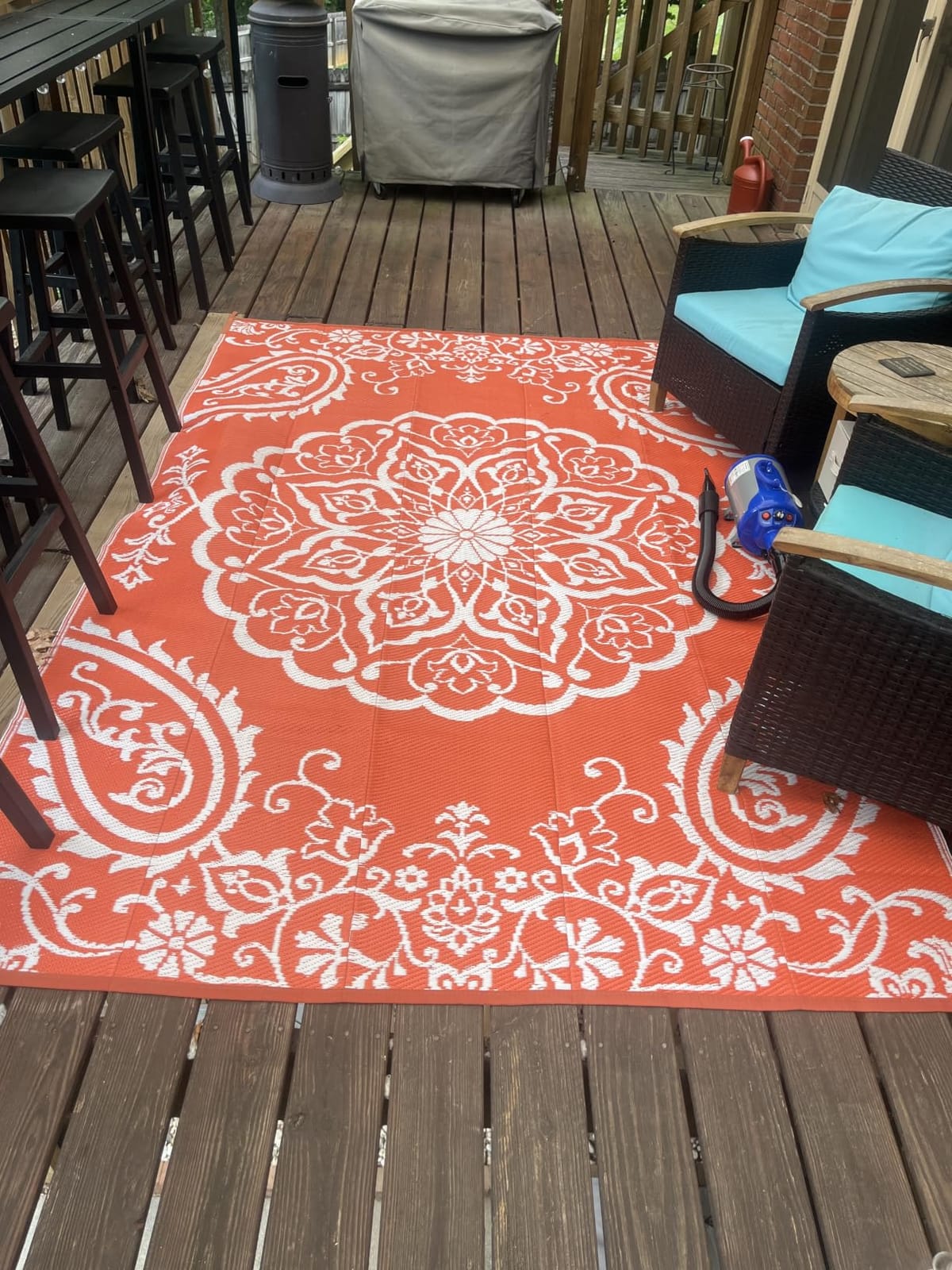 Pauwer Outdoor Rug 10x14, Waterproof Plastic Straw Camping Rug, Boho Brown | Reversible Patio Rug, UV Resistant Indoor Outdoor RV Mat Carpet For Deck, Camper, Porch, Balcony, Backyard, Picnic, Foldable customer photo 1