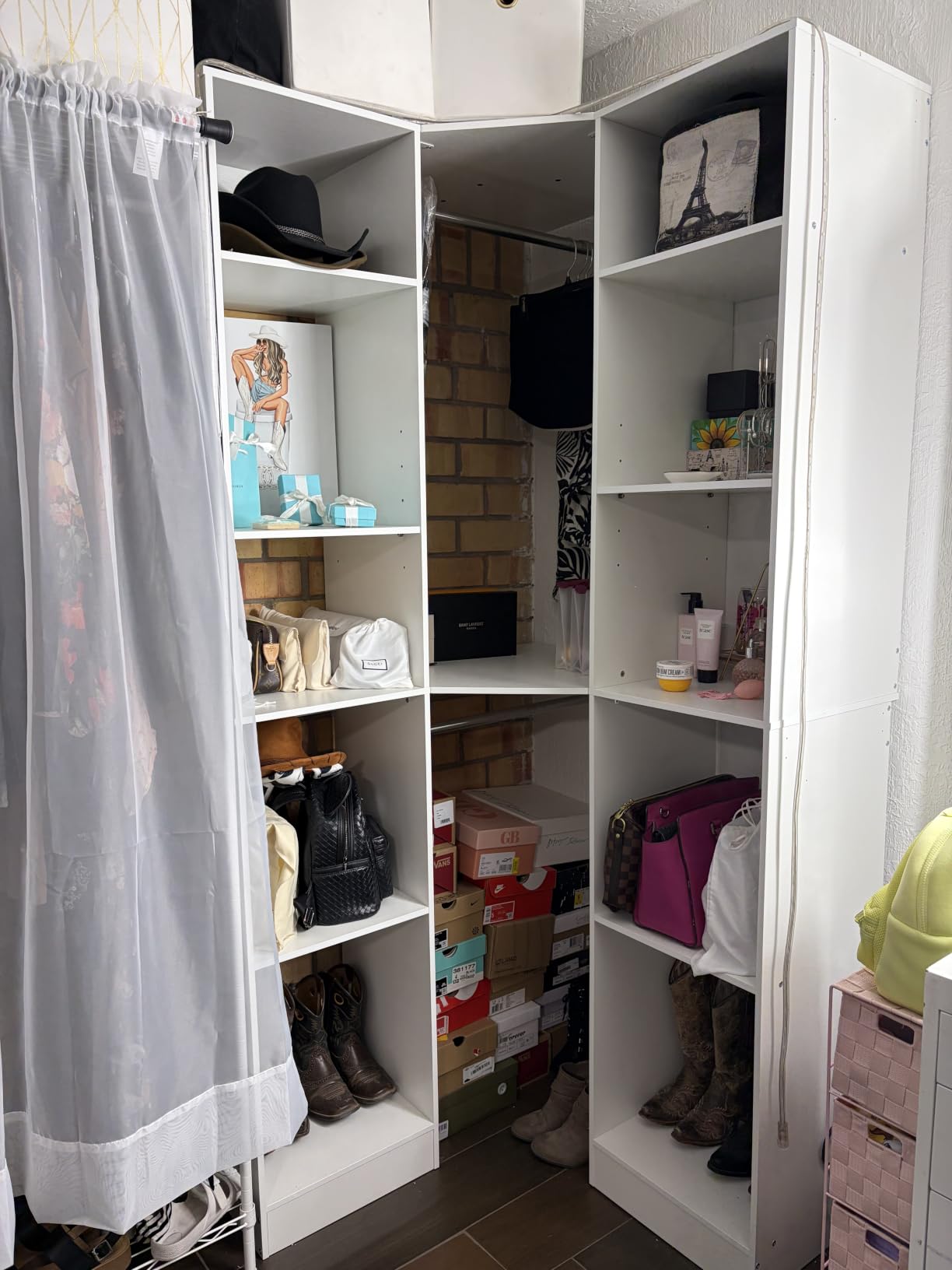 Besiost Corner Closet System with 12 Shelves, 39.2