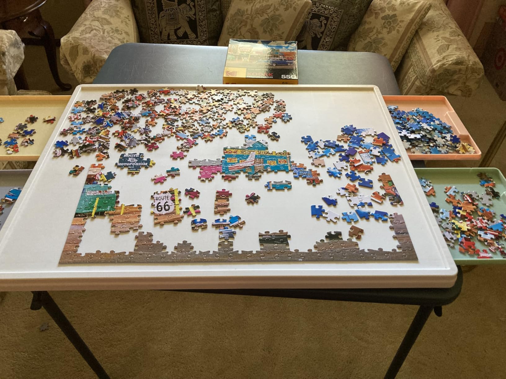Playboda 1000 Pieces Rotating Plastic Puzzle Board with Drawers and Cover, 30