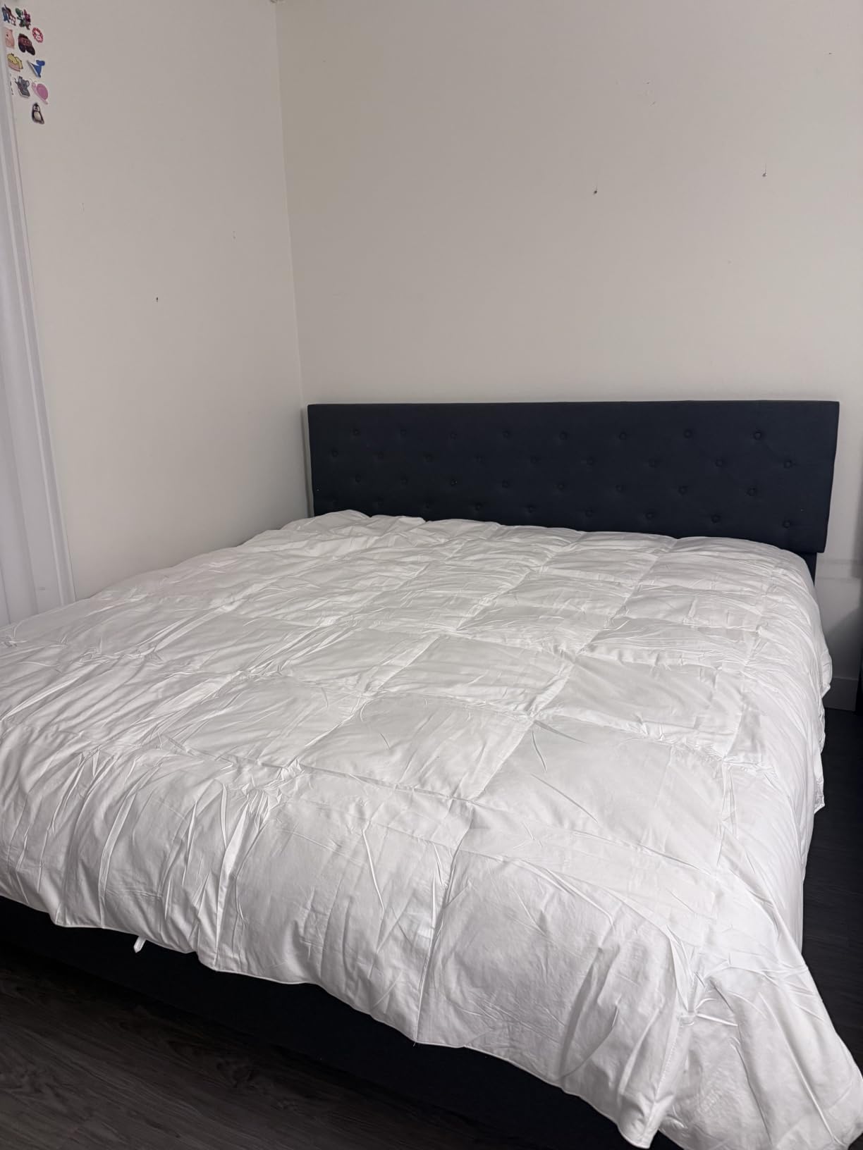 Hotel Grand Luxury White Goose Feather Down Fiber Comforter Full Queen Size | 100% Cotton Cover All Season Duvet Insert Queen, Medium Warmth Bedding Comforter with 8 Corner Loops, 90x90 Inch customer photo 1