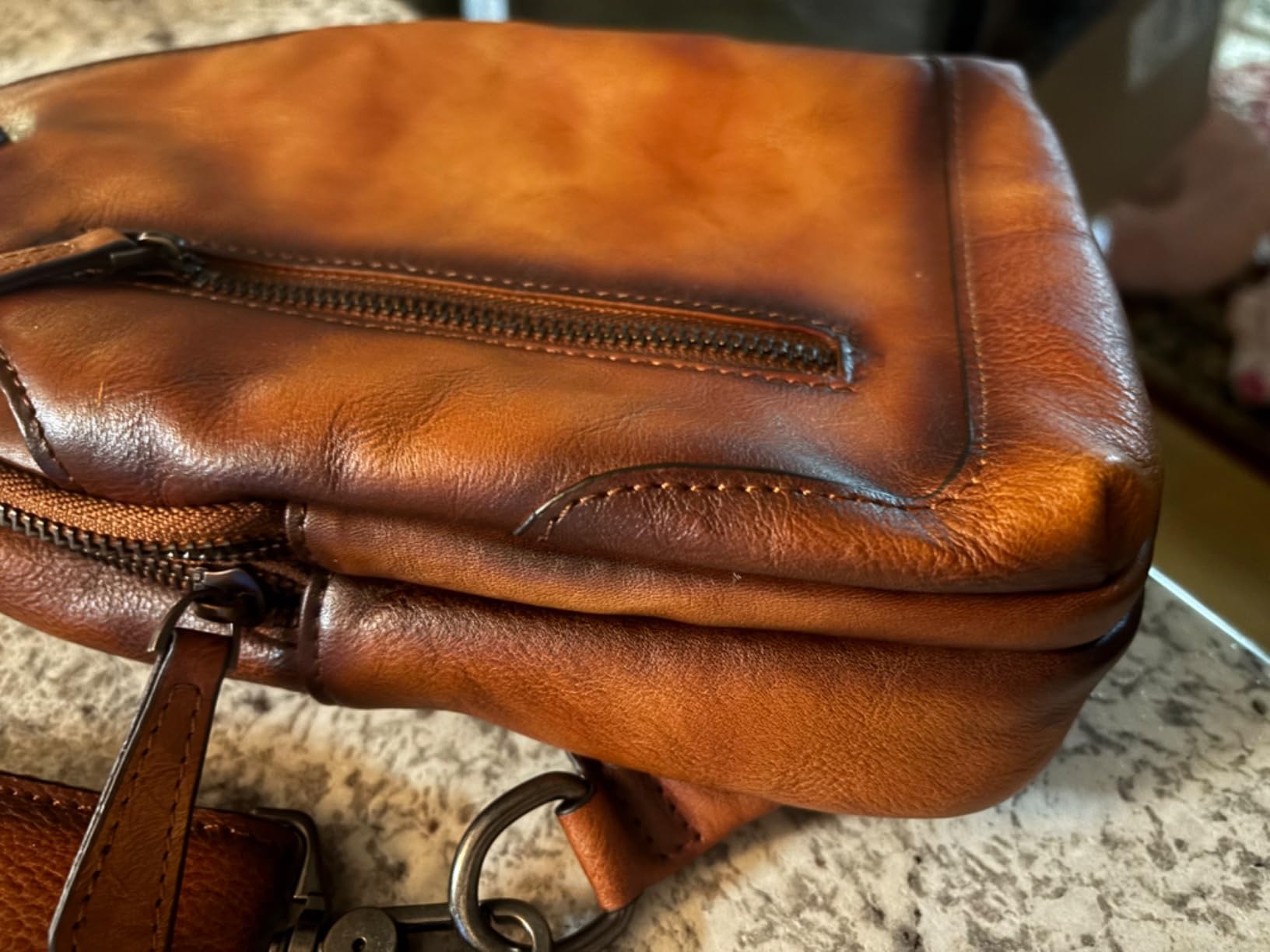 Genuine Leather Sling Bag for Men and Women Chest Pack Purse Crossbody Shoulder Bag Sling Backpack customer photo 1