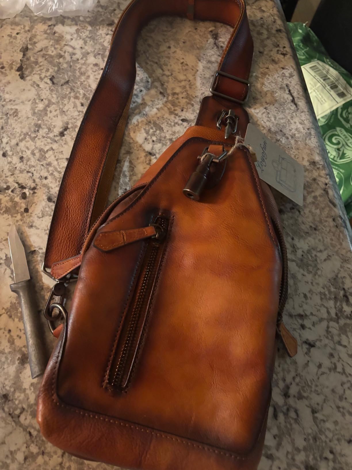 Genuine Leather Sling Bag for Men and Women Chest Pack Purse Crossbody Shoulder Bag Sling Backpack customer photo 2