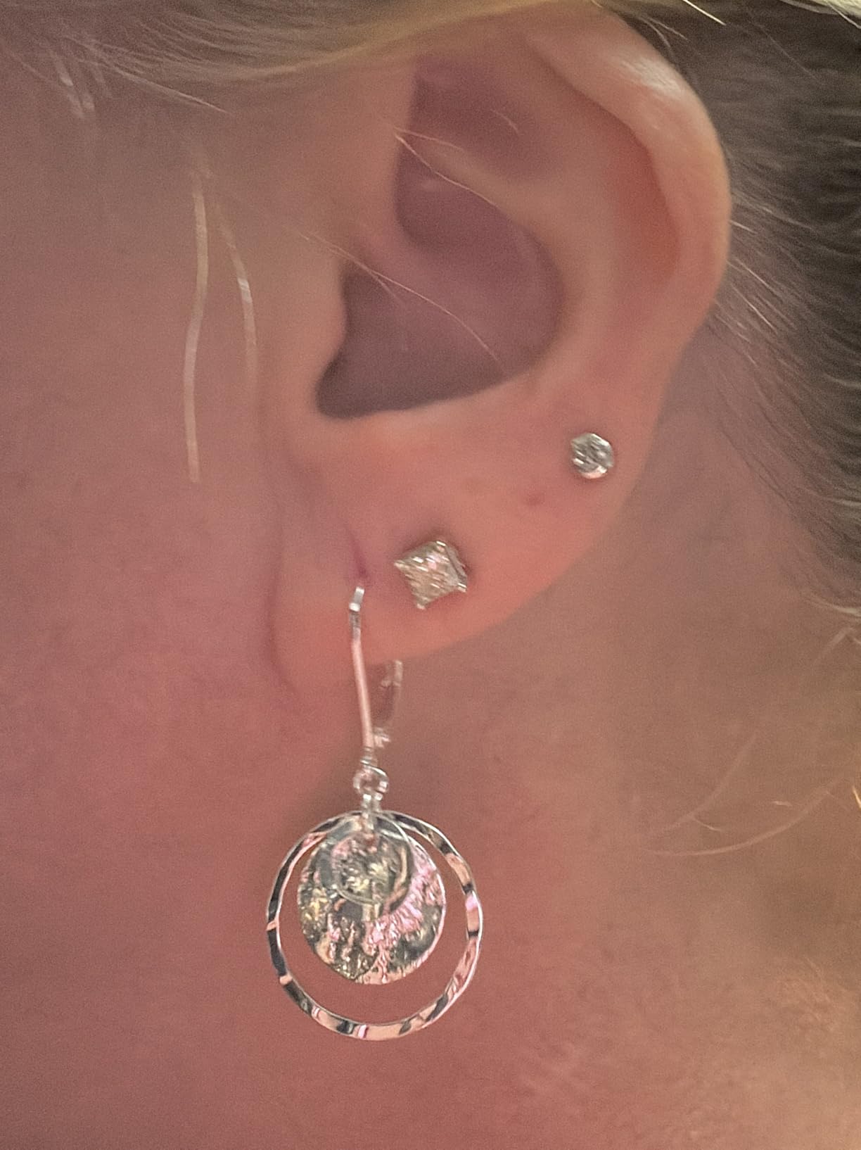 Gold Disc Dangle Drop Leverback Earrings for Women Jewelry in Gift Box customer photo 2