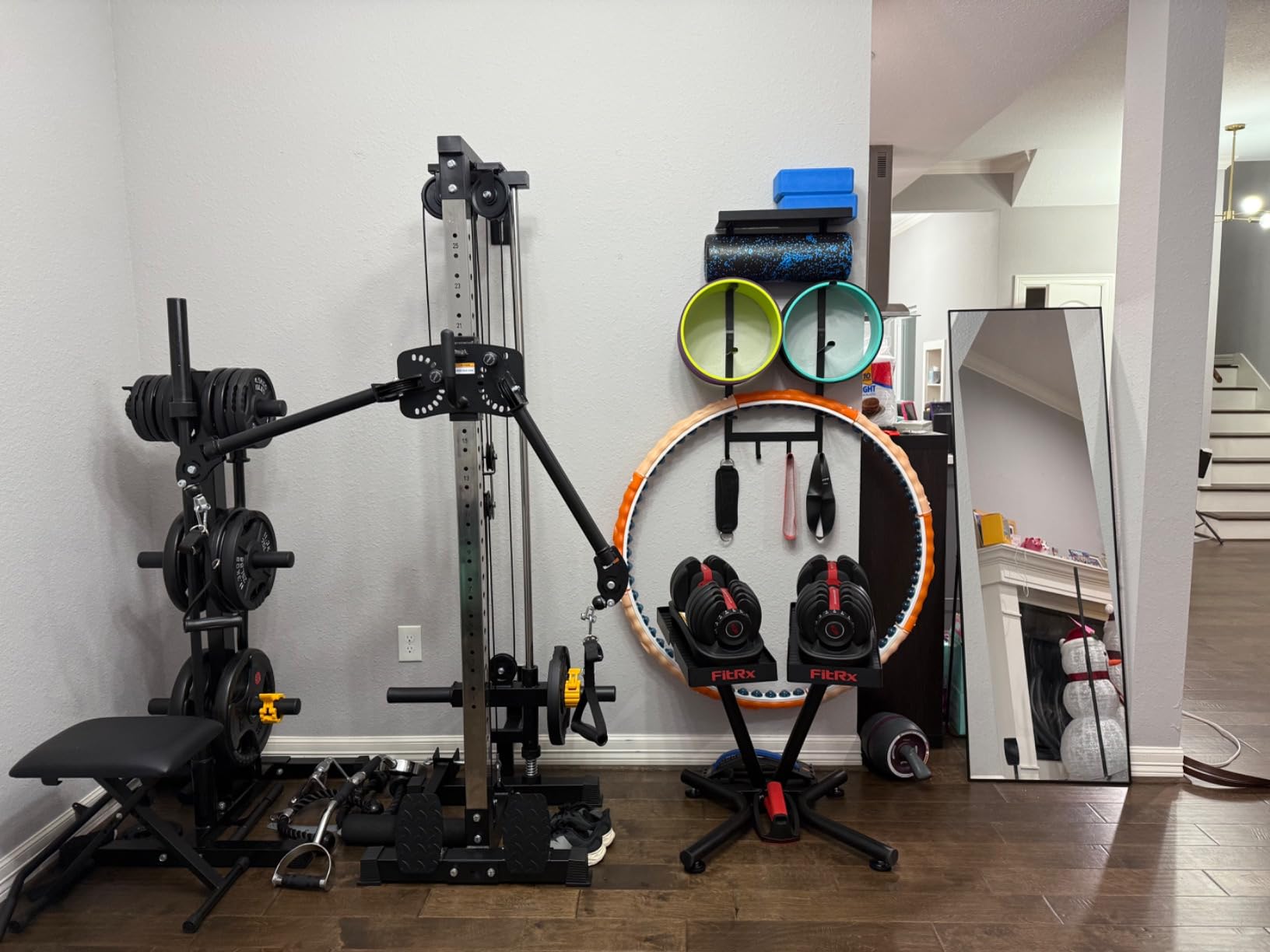 GMWD Cable Machine Home Gym, Wall Mounted Cable Machine with Dual Swivel Arms and 22 Adjustable Positions, All-in-One Cable Crossover Machine for Home Gym, Black customer photo 1