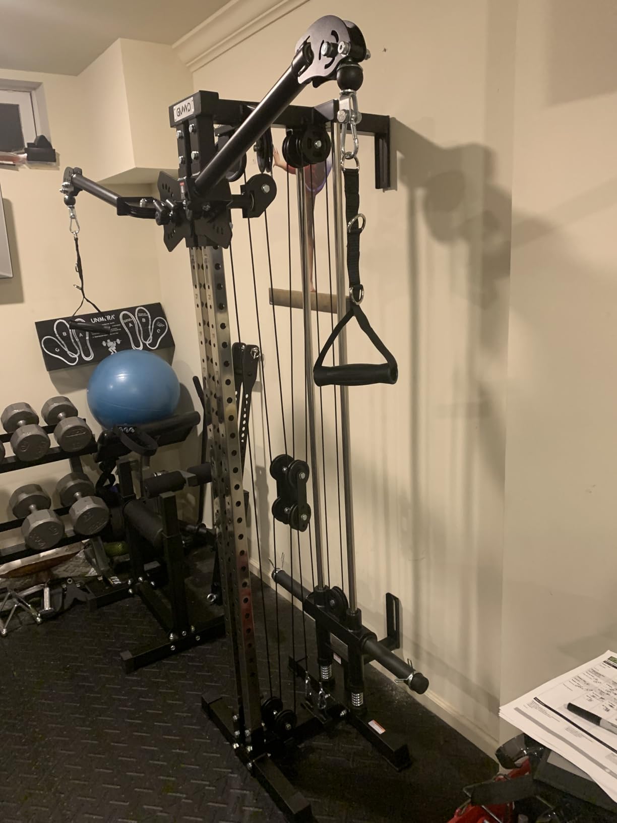 GMWD Cable Machine Home Gym, Wall Mounted Cable Machine with Dual Swivel Arms and 22 Adjustable Positions, All-in-One Cable Crossover Machine for Home Gym, Black customer photo 2