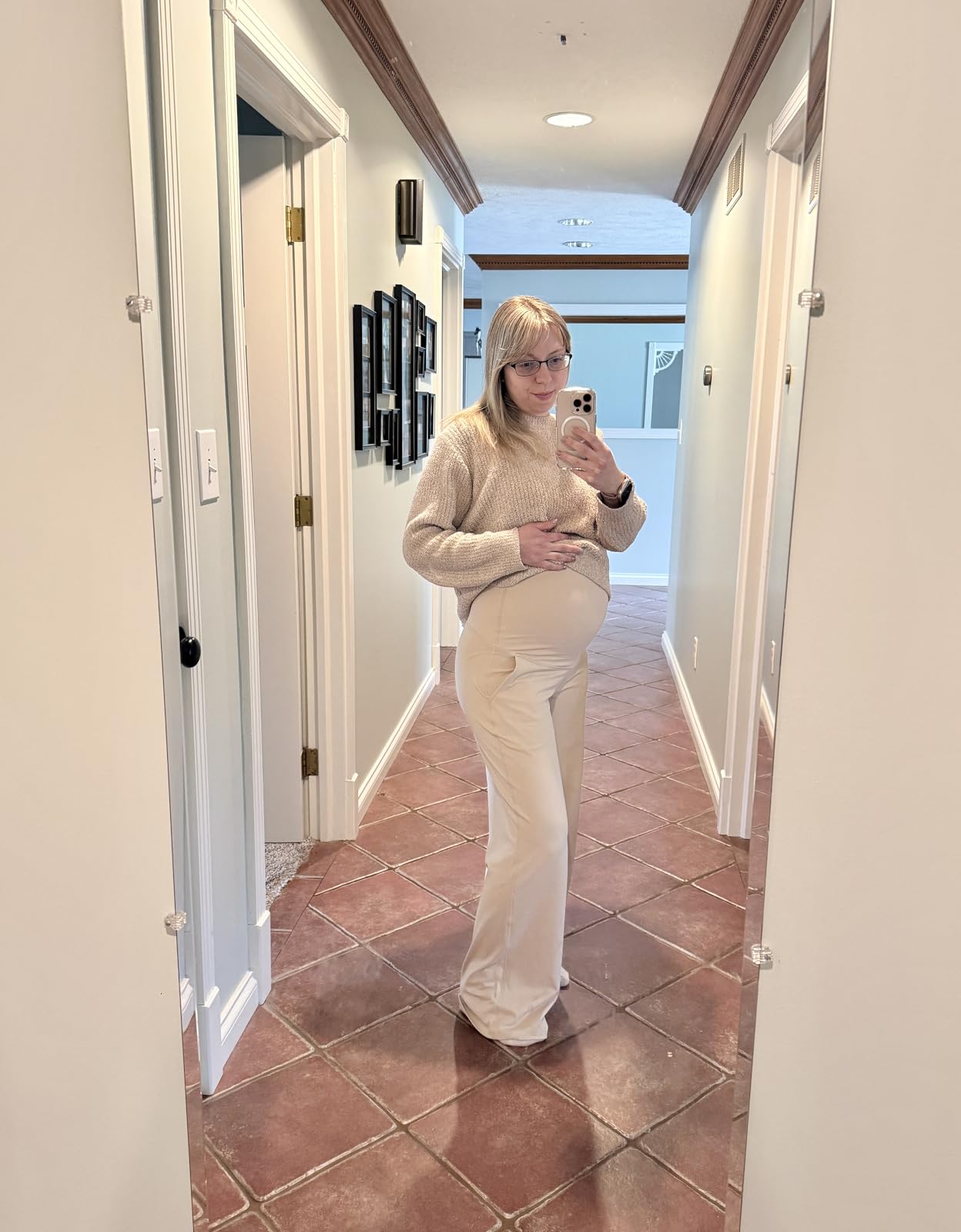 G4Free EverGoing Maternity Pants Over the Belly Pregnancy Work Trousers | Highly Stretchy, Two Side Pockets, Wide Leg, Full Belly, Sleek Soft, Slightly Brushed, for Dress Yoga Casual customer photo 2