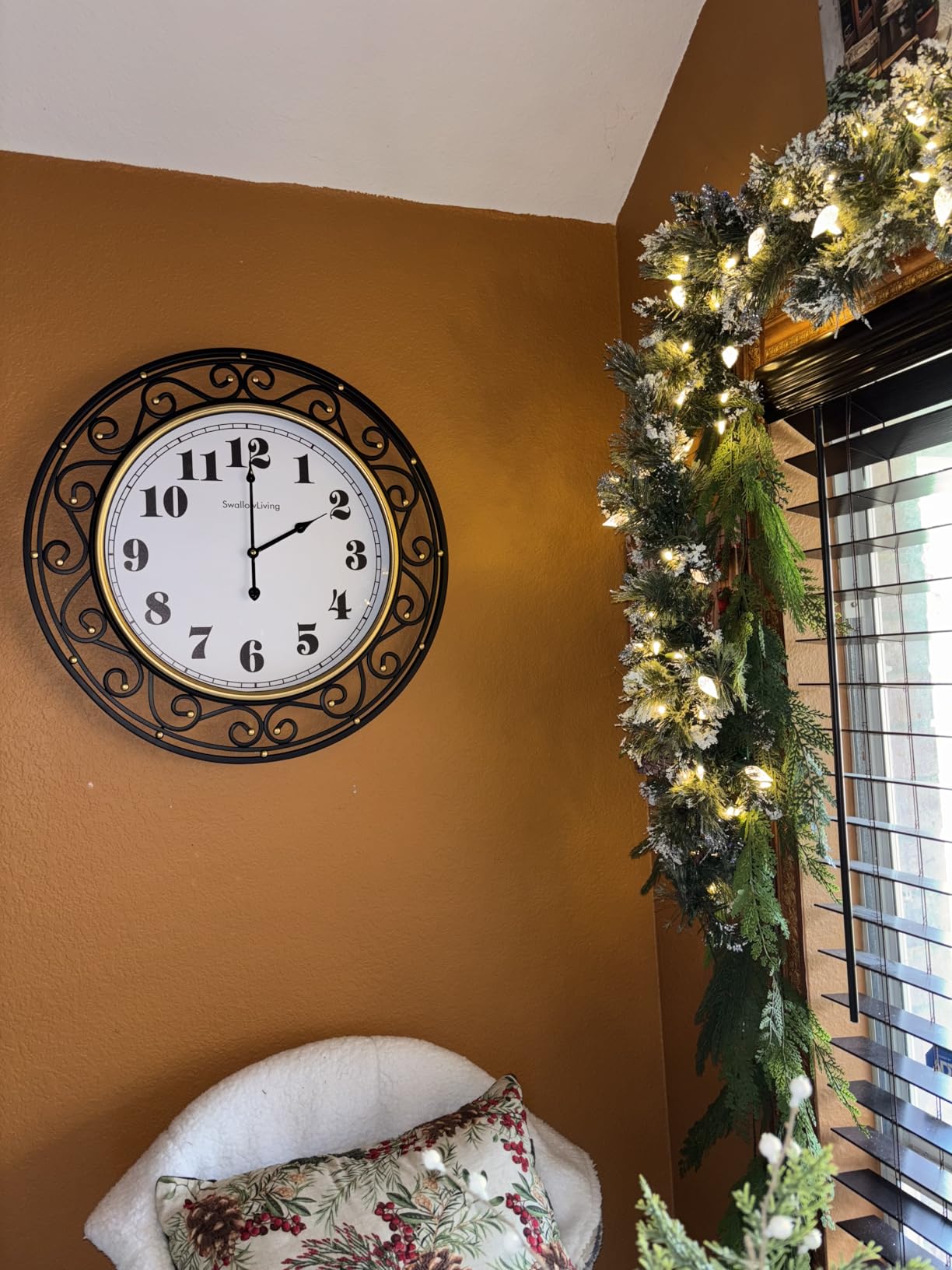 SwallowLiving 24 Inch Vintage Iron Metal Frame Wall Clock Silent, Battery Operated, Elegant Retro Decor for Living Room, Kitchen, Office, Dining Room, and Bedroom customer photo 2
