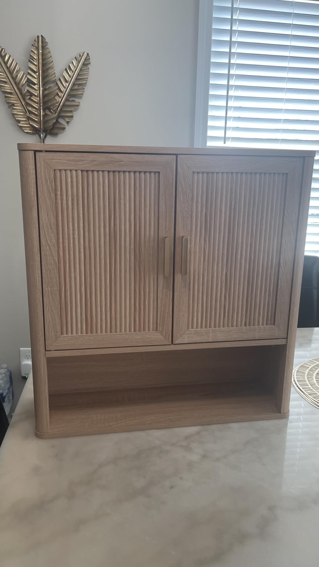 INNOD Bathroom Wall Storage Cabinet, Medicine Cabinet with Adjustable Wood Shelf & Doors, Over the Toilet Storage Cabinet for Laundry Room & Living Room Kitchen Storage Islands (Natural Oak) customer photo 2