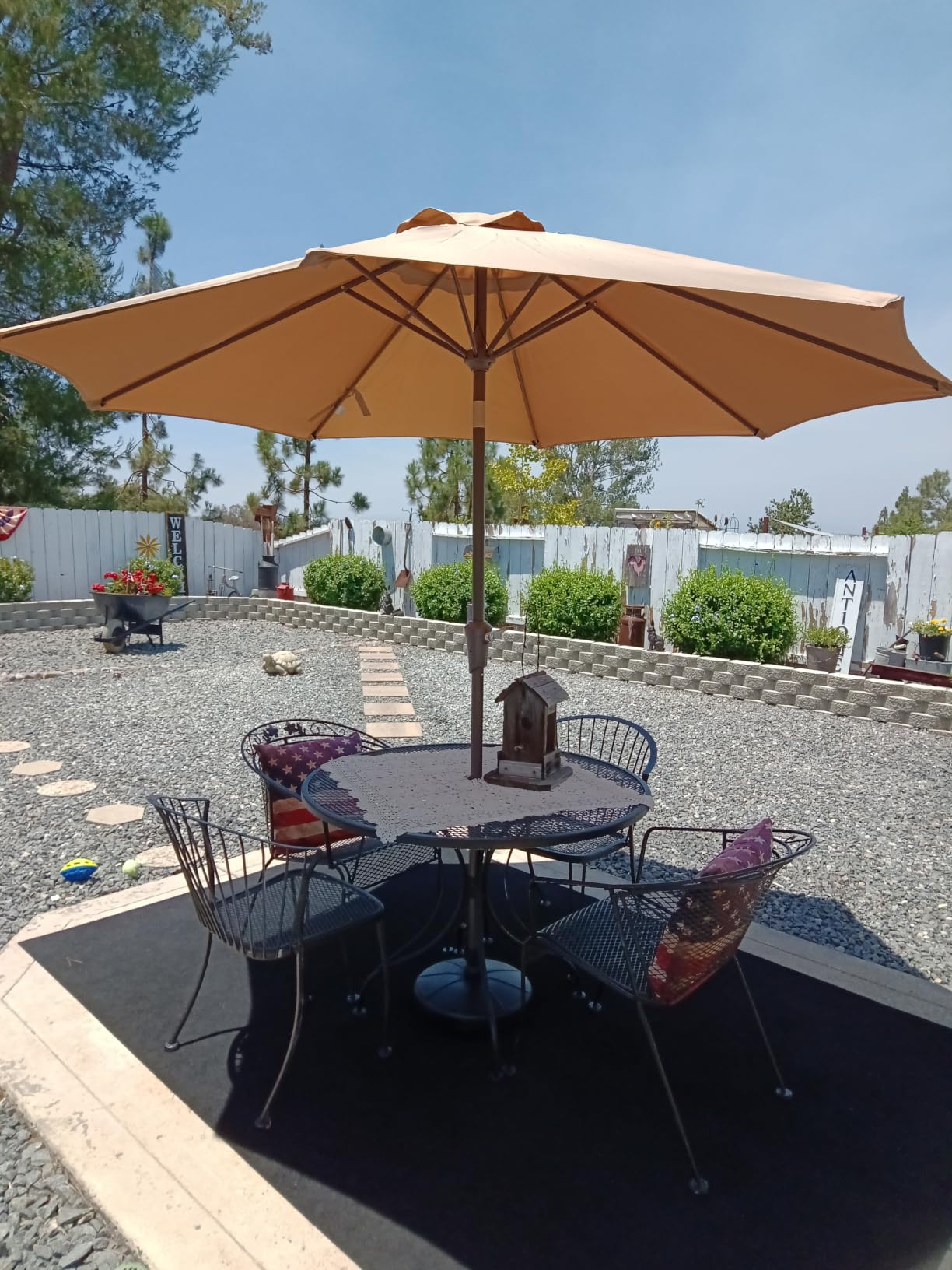 AreShark 9FT Outdoor Patio Umbrella with Tilt and Crank, Beige | Outdoor Table Umbrella with 8 Sturdy Ribs, UV Protection Waterproof for Garden, Deck, Backyard, Pool customer photo 1