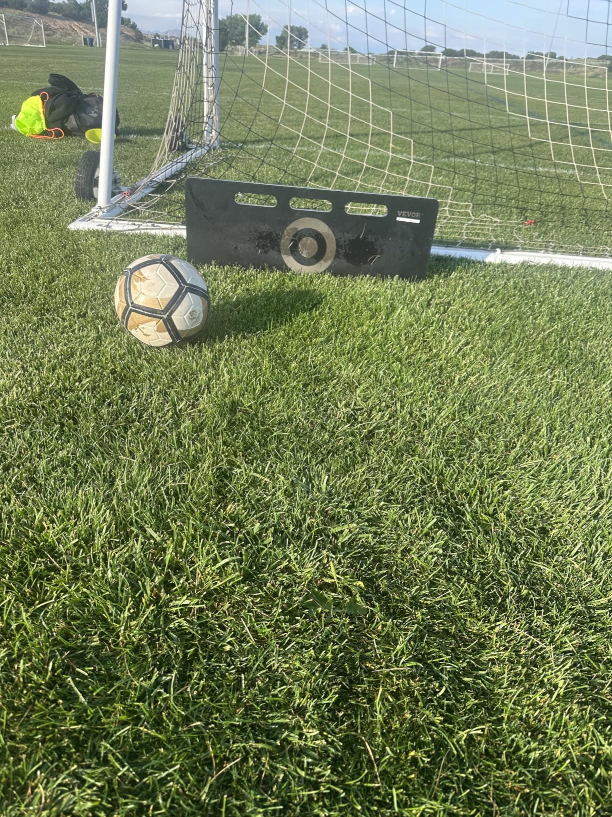 VEVOR Soccer Rebounder Board, Portable Soccer Wall with 2 Angles Rebound, Foldable HDPE Kickback Rebound Board, Soccer Training Equipment for Kids and Adults, Passing & Shooting Practice customer photo 1