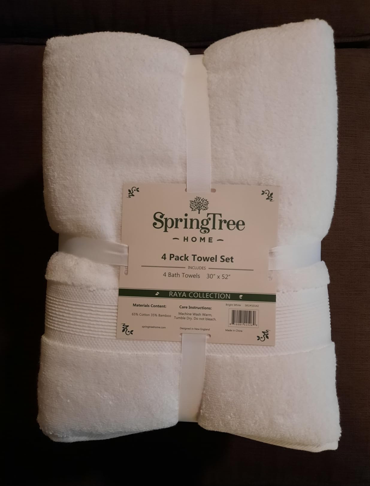 Springtree Home Luxury Bamboo Rayon Plush Bath Towel Set | 4-Pack | White | 35% Bamboo Rayon - 65% Zero Twist Cotton | Absorbent Quick-Dry Towels for Bathroom | Ultra Soft | OEKO-TEX Standard 100 customer photo 2
