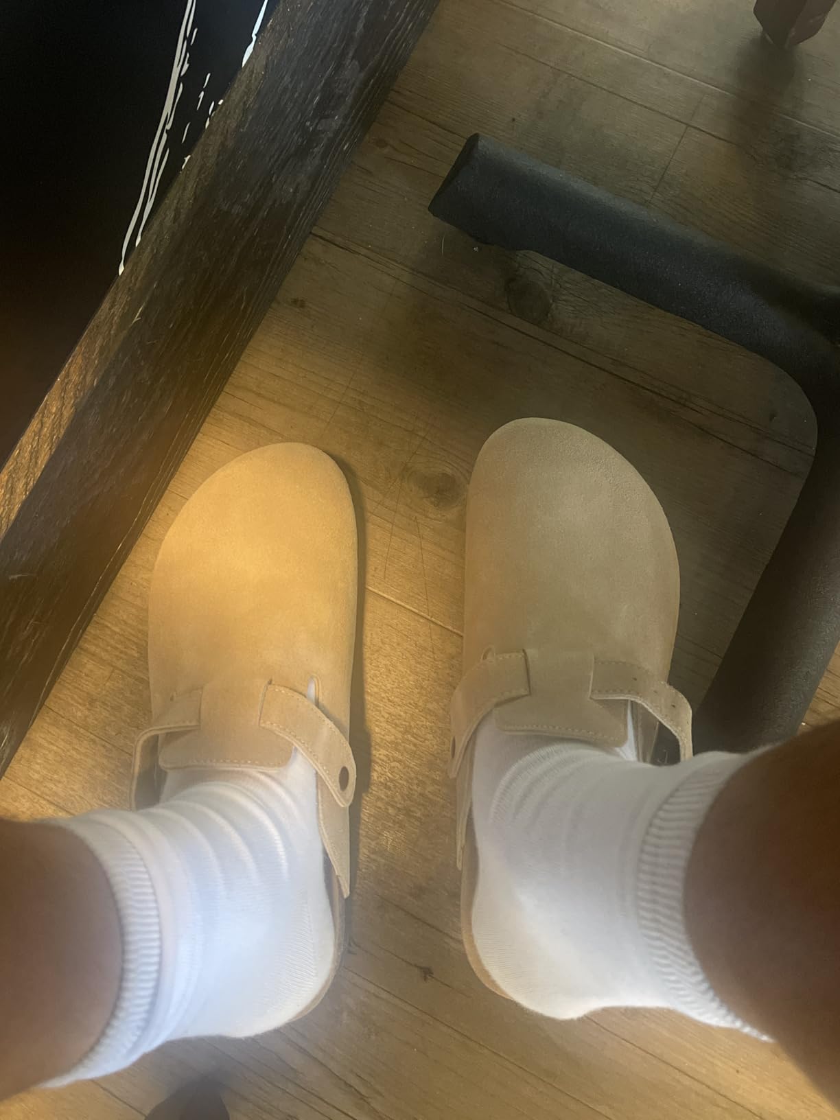 ODOLY Genuine Suede Clogs for Women Men Comfort Cork Footbed Potato Shoes customer photo 1