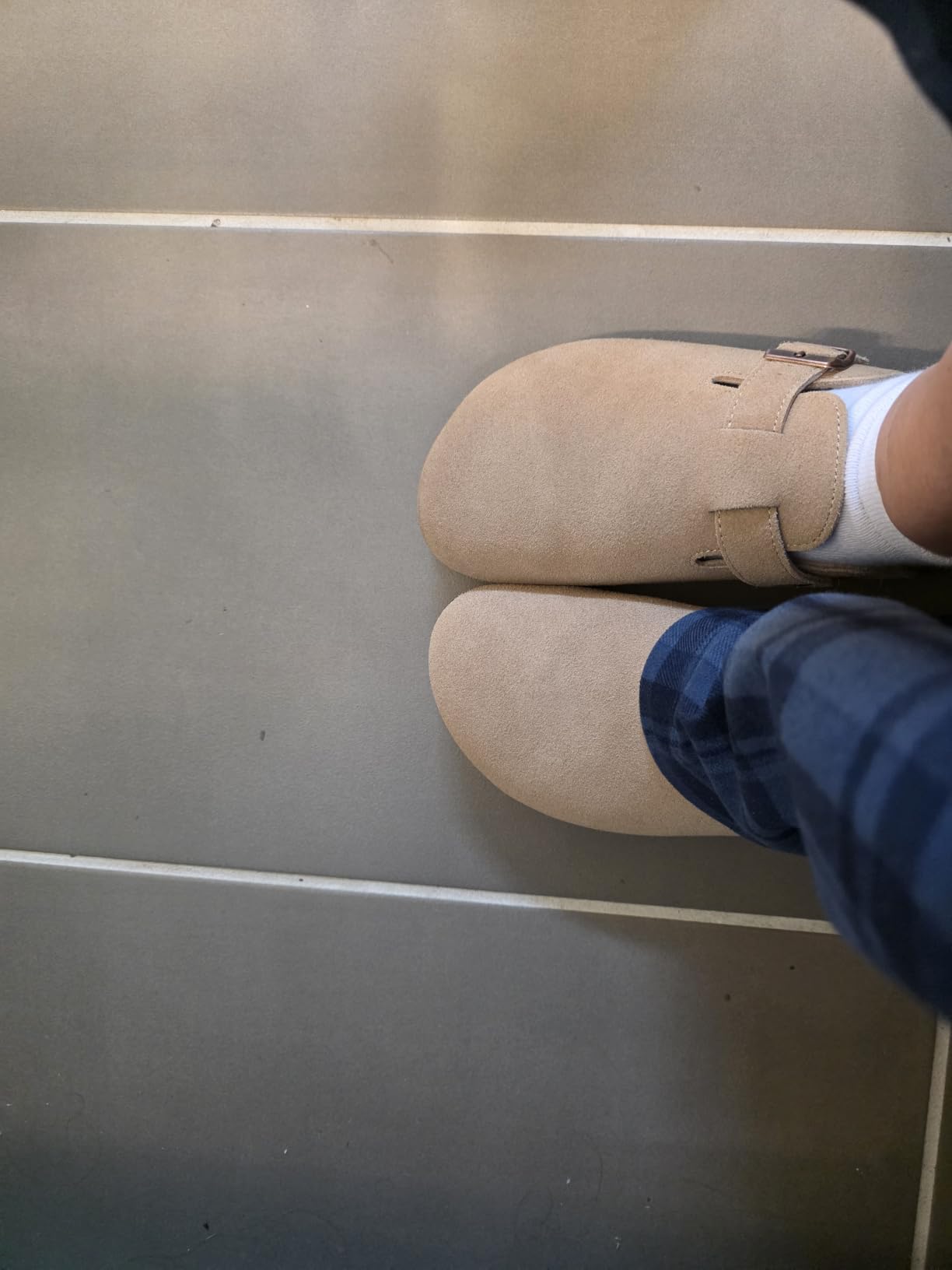 ODOLY Genuine Suede Clogs for Women Men Comfort Cork Footbed Potato Shoes customer photo 2