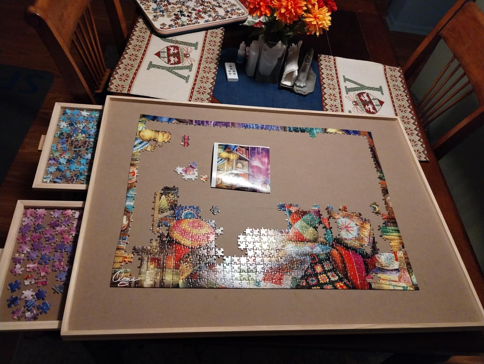BuilderButler 1000 Pieces Rotating Puzzle Board with 4 Drawers, 28.74