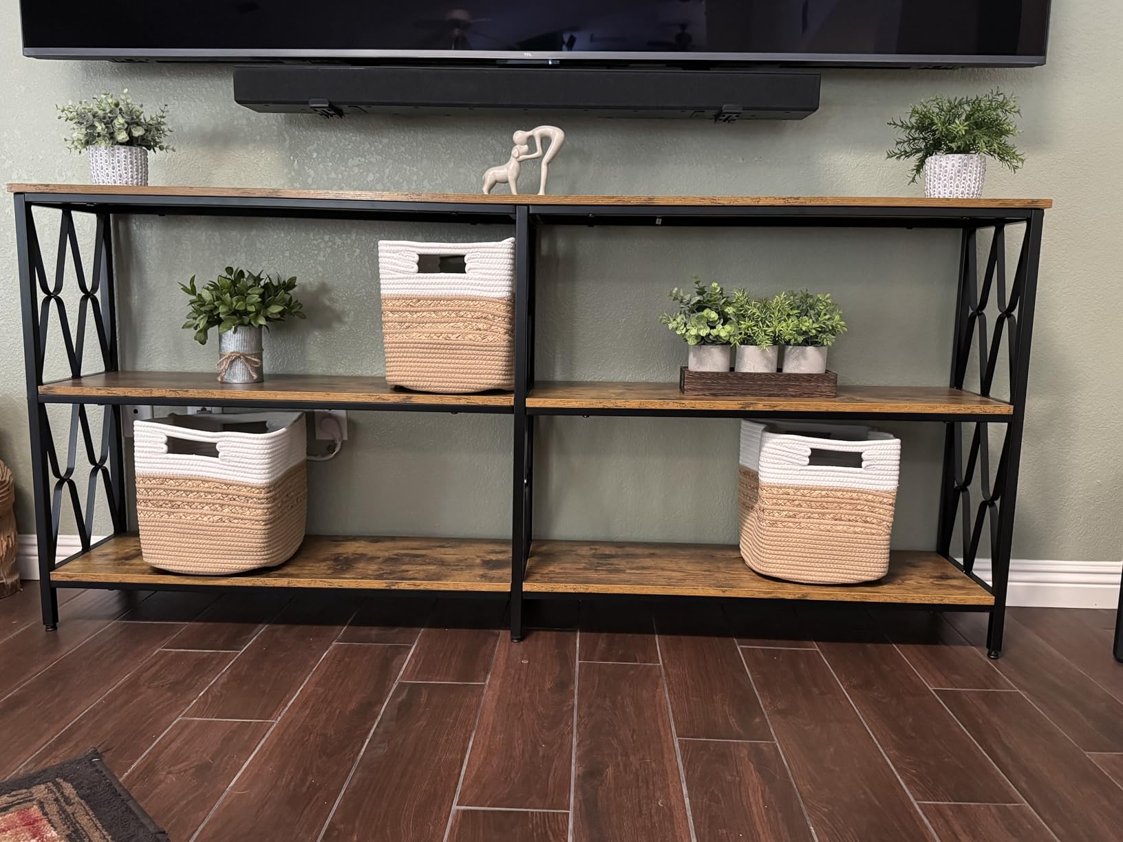 HOMISSUE Sofa Console Table, Rustic Console Table with 3-Tier Storage, Engineered Wood Sofa Tables with Open Shelves, Heavy Duty Entryway Tables for Living Room, Hallway (47 Inch, Rustic Brown) customer photo 2