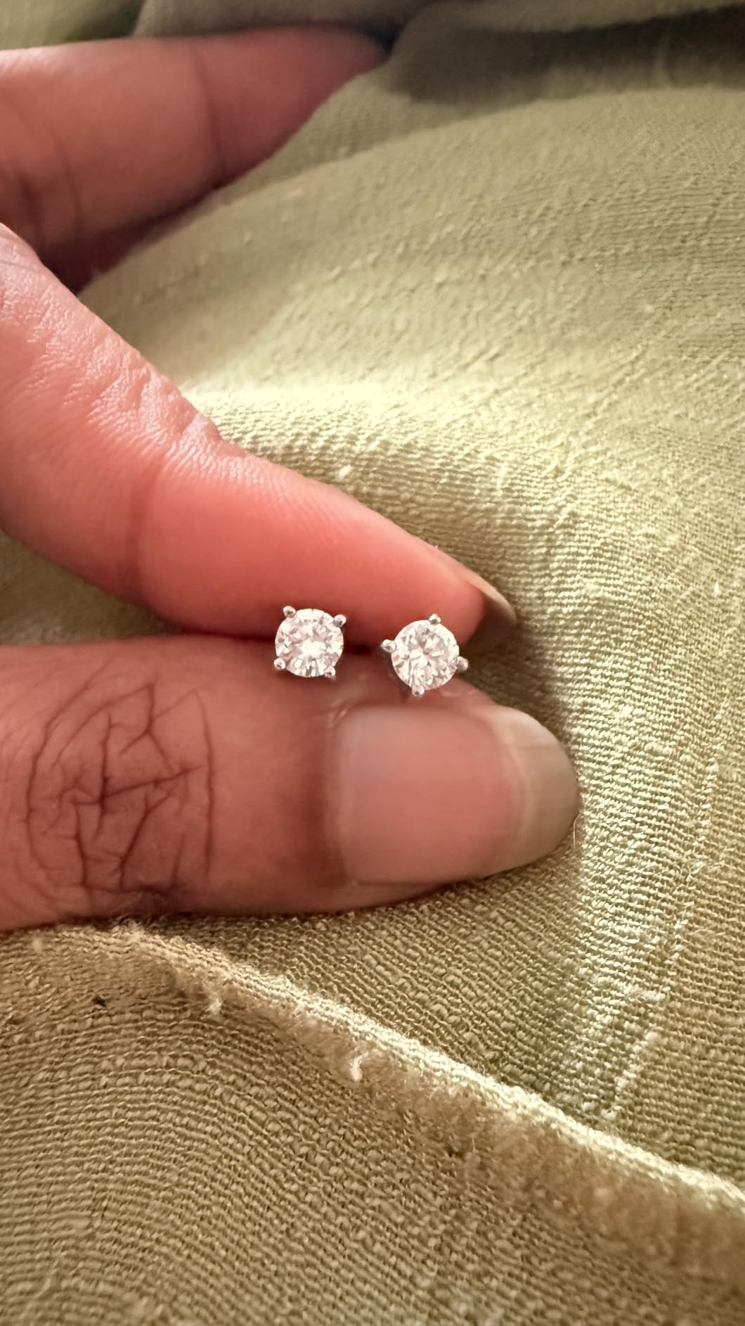 Shop LC 925 Sterling Silver Lab Grown Diamond Stud Earrings for Women | 0.25-1 Carat, Round, G-H Color, SI Clarity, 4-Prong Basket, Push Back, Platinum or 18K Gold Plated, Fine Jewelry customer photo 2