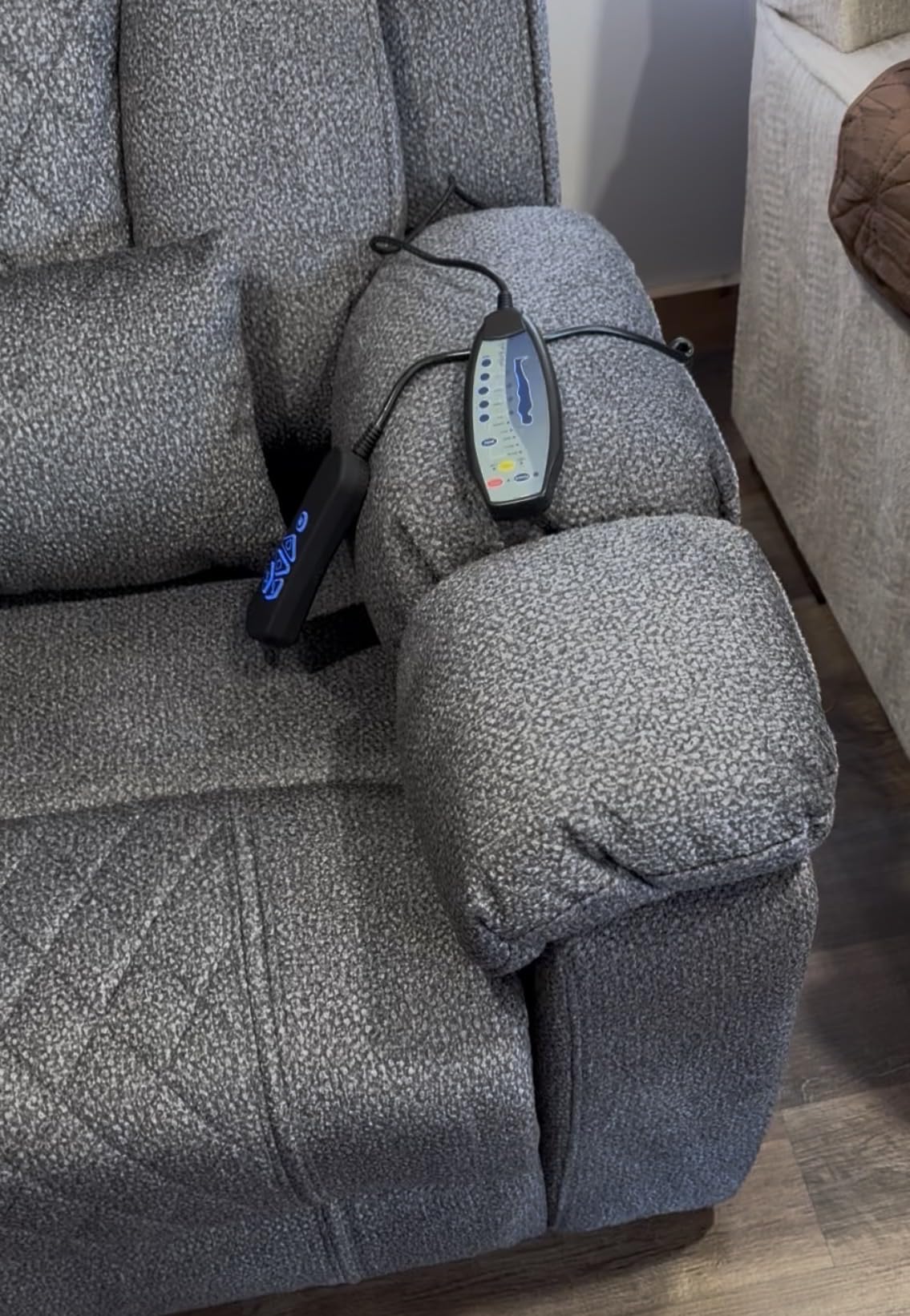 FUNECORP Big Man Power Lay Flat Lift Recliner Chair, Grey | Dual Motor Heat Vibration for Elderly, 28