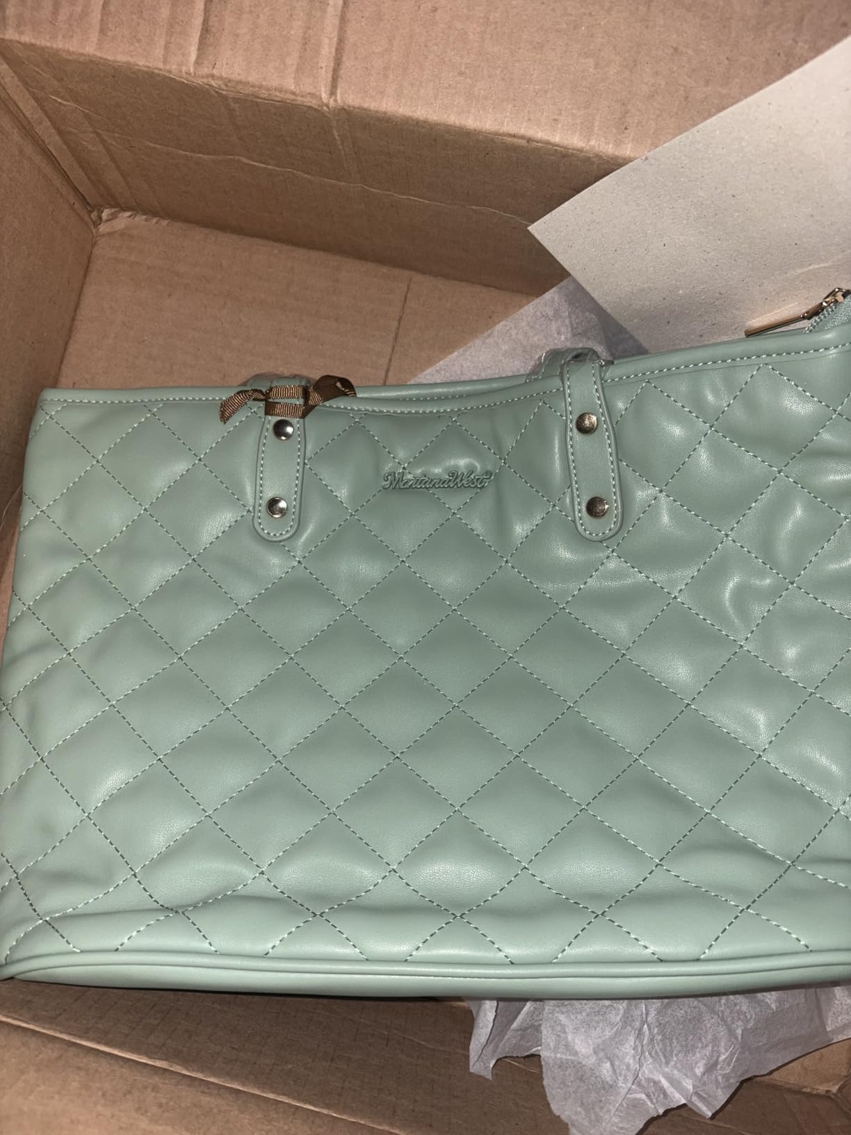 Quilted Tote Bag for Women Shoulder Bag Fashion Handbags with Top Zipper customer photo 1
