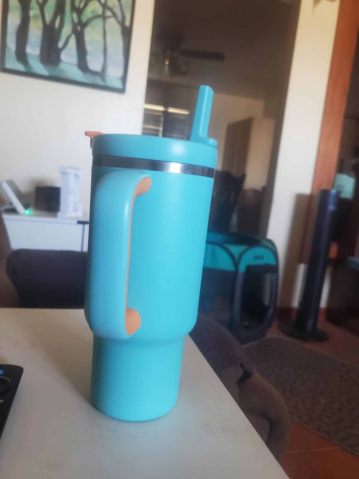 ENCOOL 40 oz Tumbler with Handle and Straw: Stainless Steel Insulated Tumbler Keeps Cold for 24 Hours, Leakproof Travel Cup Fits in Cup Holder and BPA-Free, Cotton Candy customer photo 1