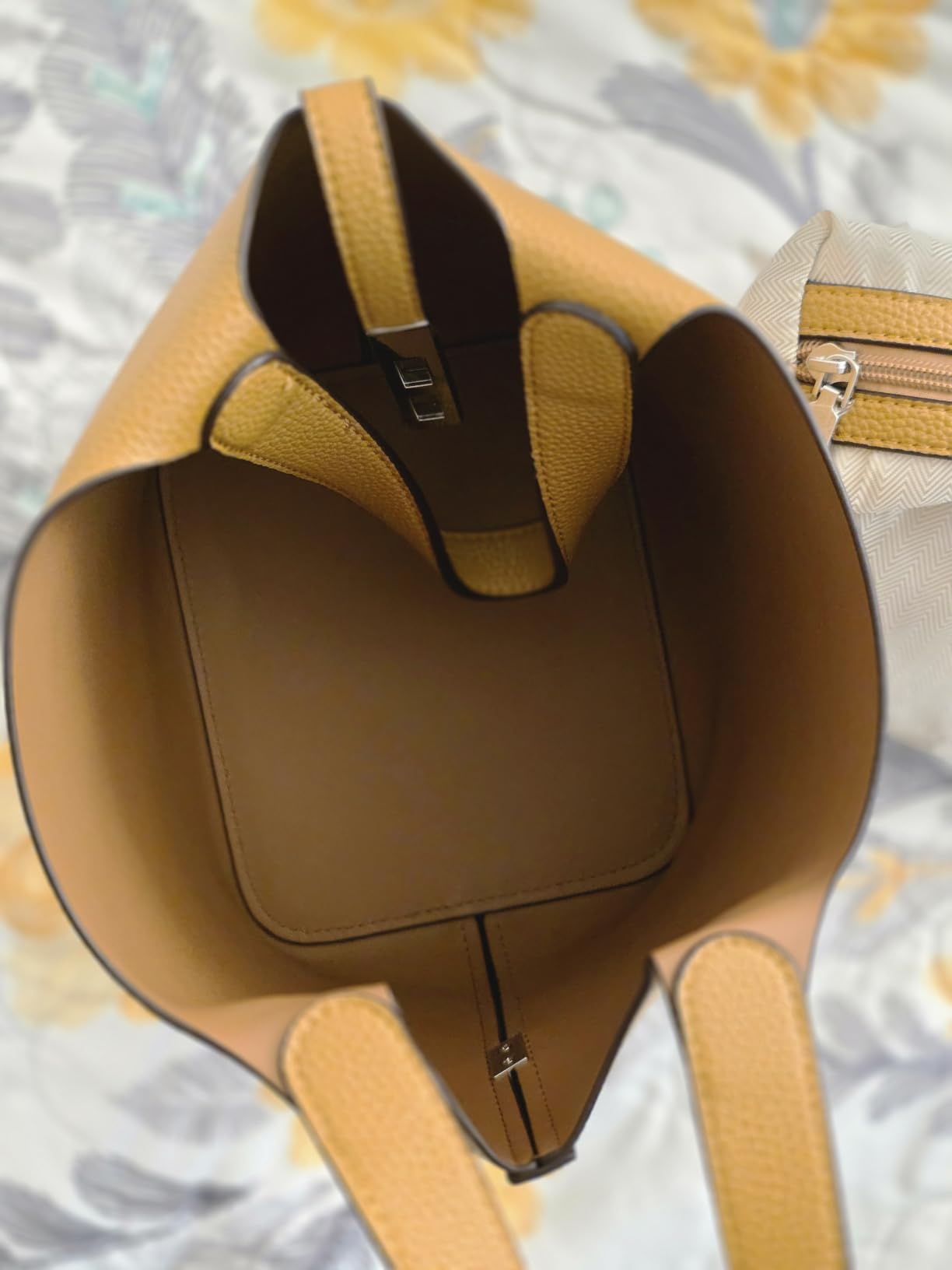 Tote Bag for Women Vegan Leather Bucket Purse for Women Top Handle Handbag Shoulder Bag with Detachable Small Purse customer photo 2