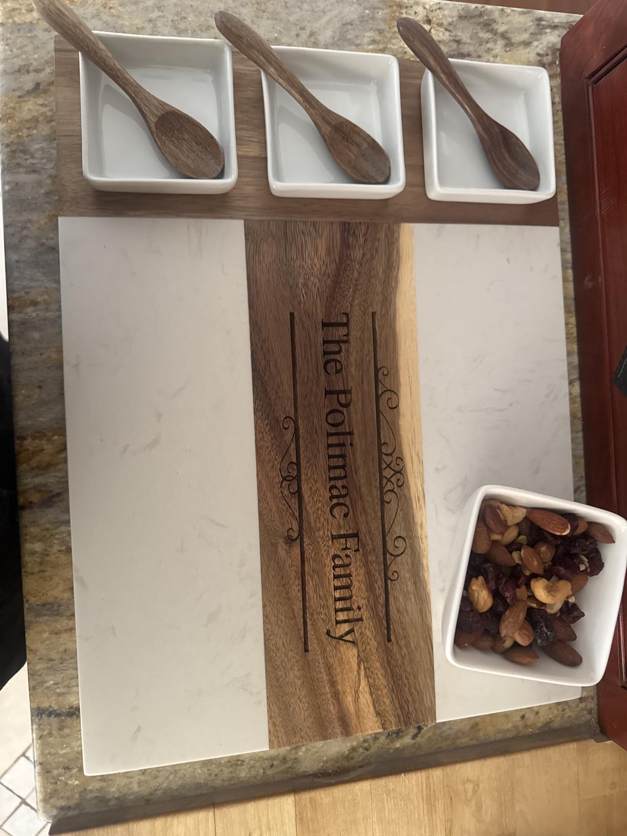 Personalized Charcuterie Board Set, Custom Engraved Marble Cheese Board with Knife Set, Wedding Engagement Gift for Couples, Bridal Shower & Housewarming Gift customer photo 2