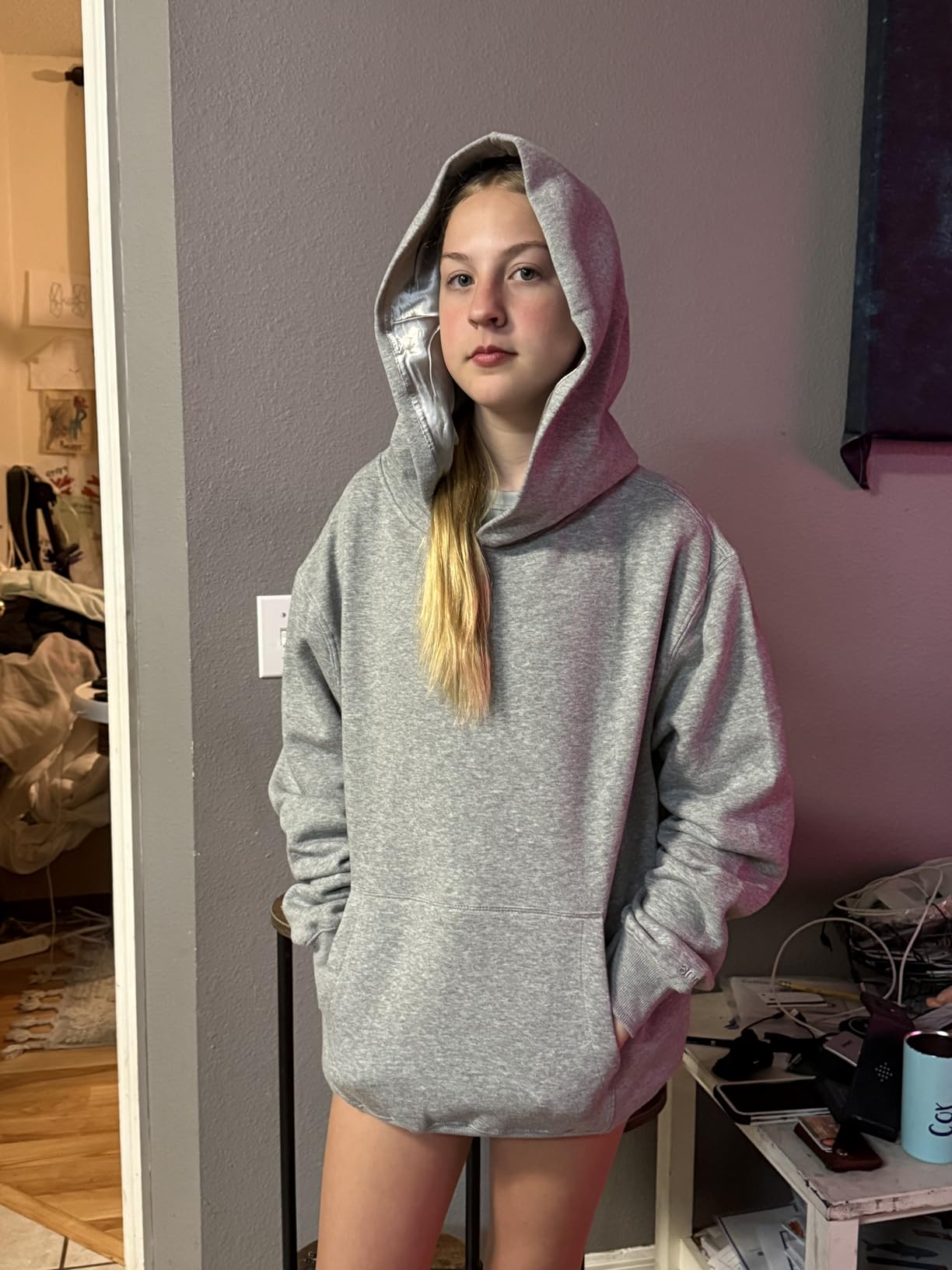 ARRIA by Kiss Satin-Lined Hoodie - Oversized Hood for Woman for Frizz Free Hair, Comfy Premium Cotton Sweatshirt customer photo 1