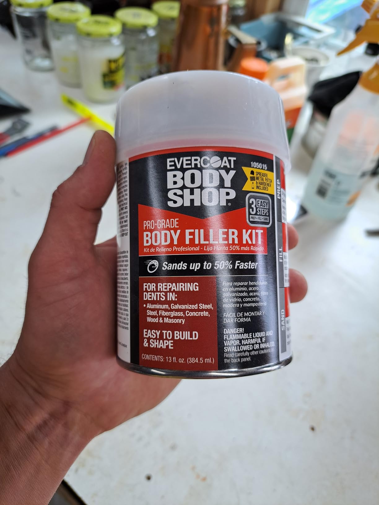 Evercoat Body Shop 105015 Pro-Grade Body Filler Kit, Easy to Build and Shape, Multipurpose for Dents in Aluminum, Fiberglass & More, Easy Mix Hardener Included 13 Fl Oz. customer photo 2