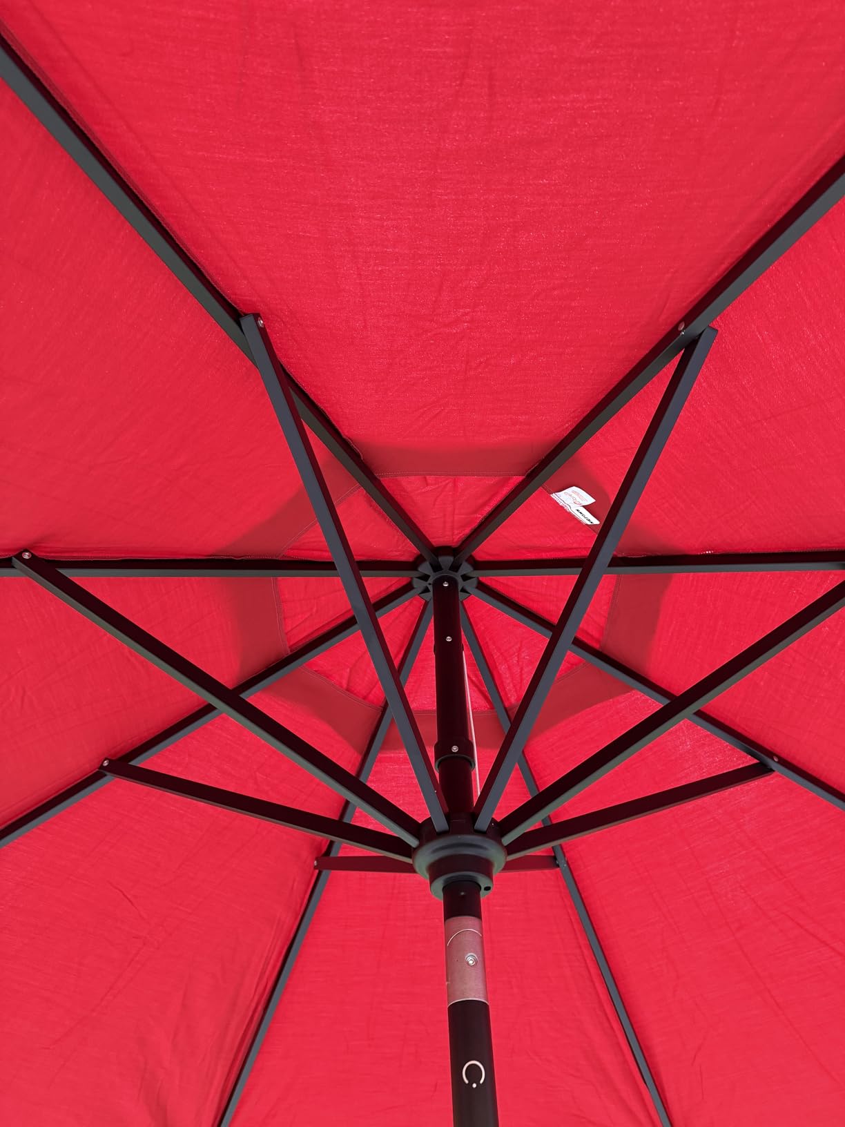 Lean - 9 Ft Patio Umbrella, Red Canopy | Fade-Resistant Sunbrella Fabric with 8 Ribs and Auto-Tilt Crank, Outdoor Umbrella for Deck, Pool and Garden, Black Pole customer photo 2