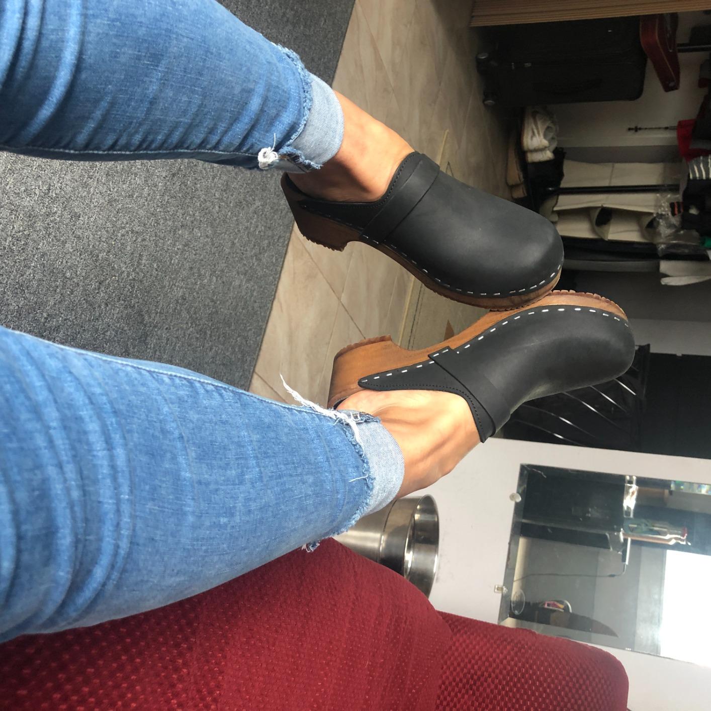 Sandgrens Handmade Swedish Wood Clogs for Women, Low Heel Mule | Tokyo customer photo 1