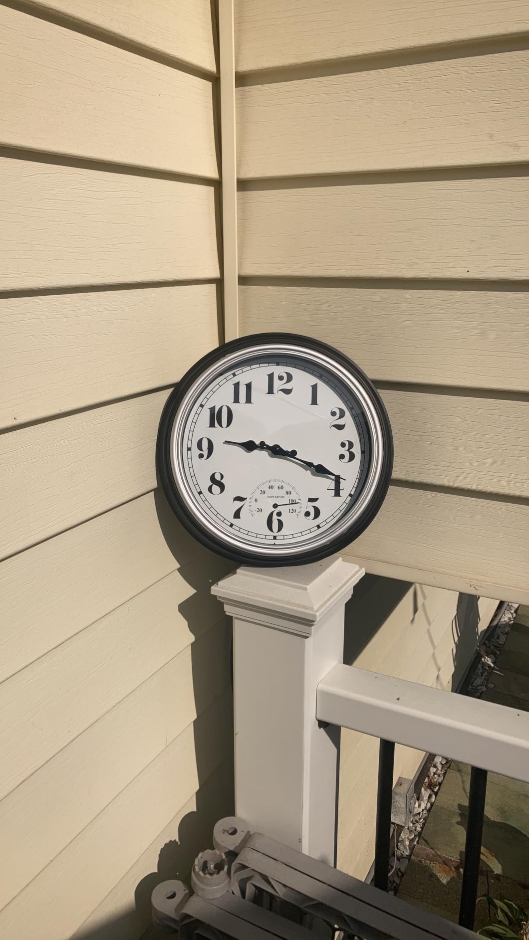 45MinST 16 Inch Silver Vintage Large Indoor/Outdoor Waterproof Wall Clock with Thermometer & Hygrometer, Silent Non-Ticking Quartz Timepiece for Home, Porch, Garden customer photo 1