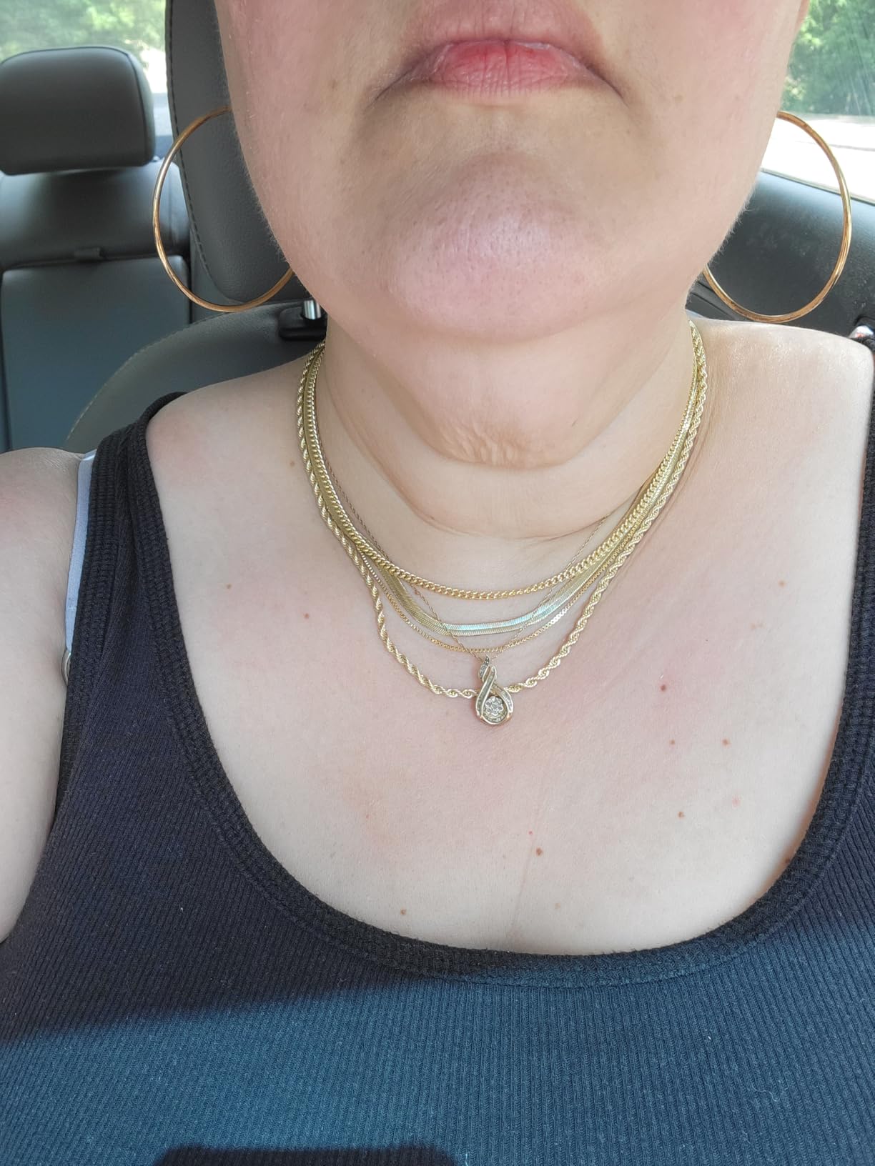 Tewiky Layered Necklaces for Women 14k Gold Plated Chain Necklace Set customer photo 1