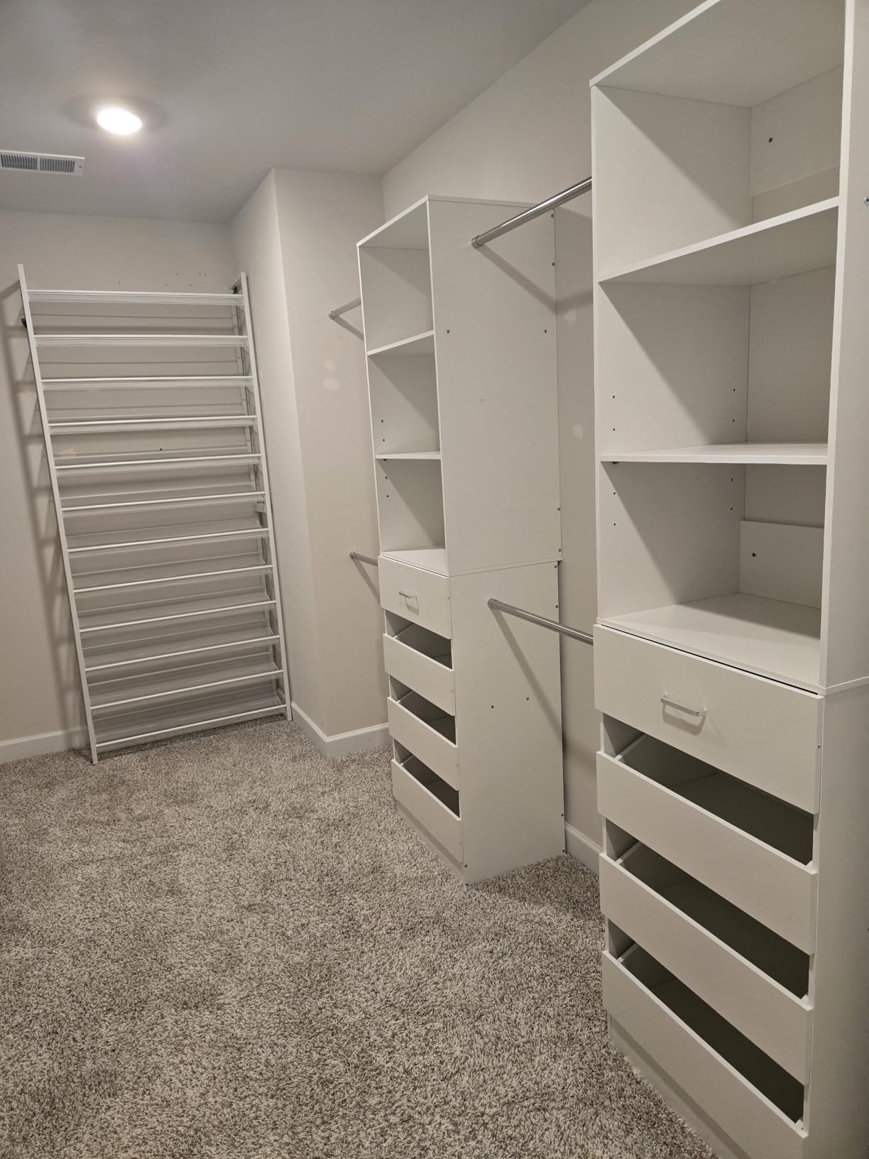 Aheaplus Closet System, 6-15Ft Closet Organizer with 8 Wooden Drawers, White | Wood Closet Organizer System with Tower, Walk-in Closet Organizer Wardrobe Clothes Rack with 4 Hanging Rods, Garment Rack customer photo 1