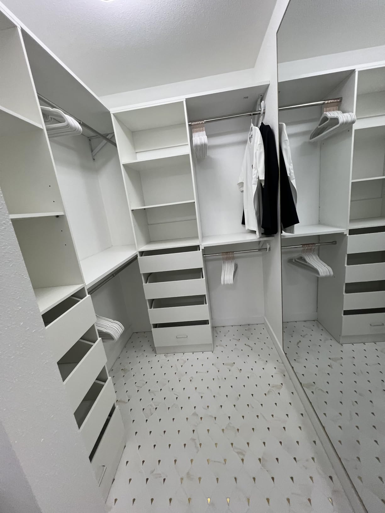 Aheaplus Closet System, 6-15Ft Closet Organizer with 8 Wooden Drawers, White | Wood Closet Organizer System with Tower, Walk-in Closet Organizer Wardrobe Clothes Rack with 4 Hanging Rods, Garment Rack customer photo 2