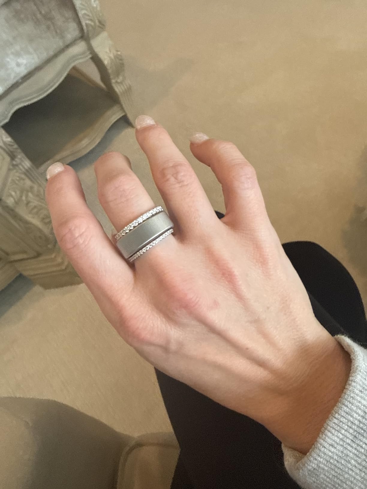 Moissanite Wedding Band for Women, Full Eternity Stackable Ring customer photo 2