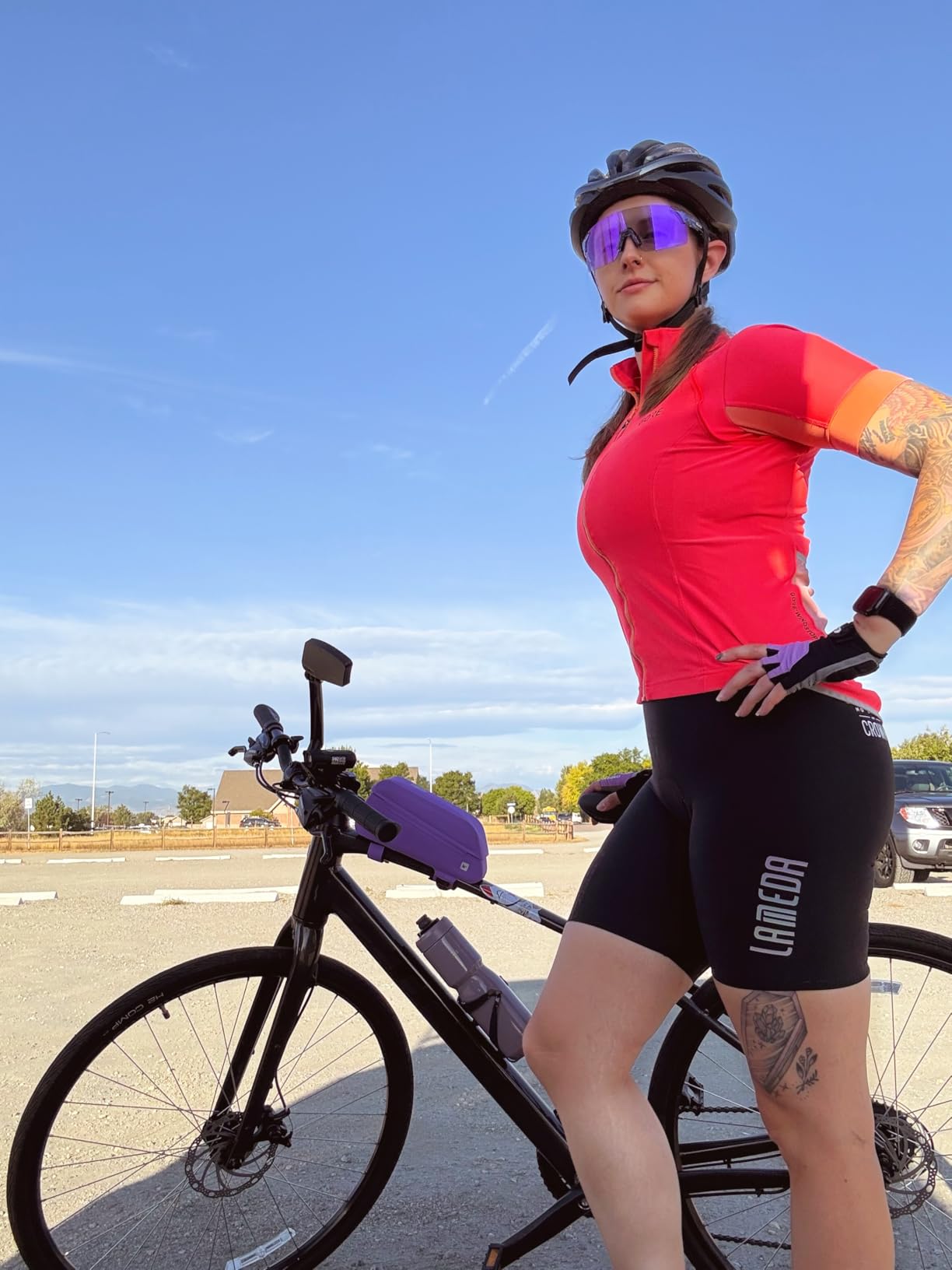 LAMEDA Bike Shorts Womens Padded Cycling Bibs Women High Waisted with Padding Breathable Bicycle Shorts for Biking Road customer photo 2
