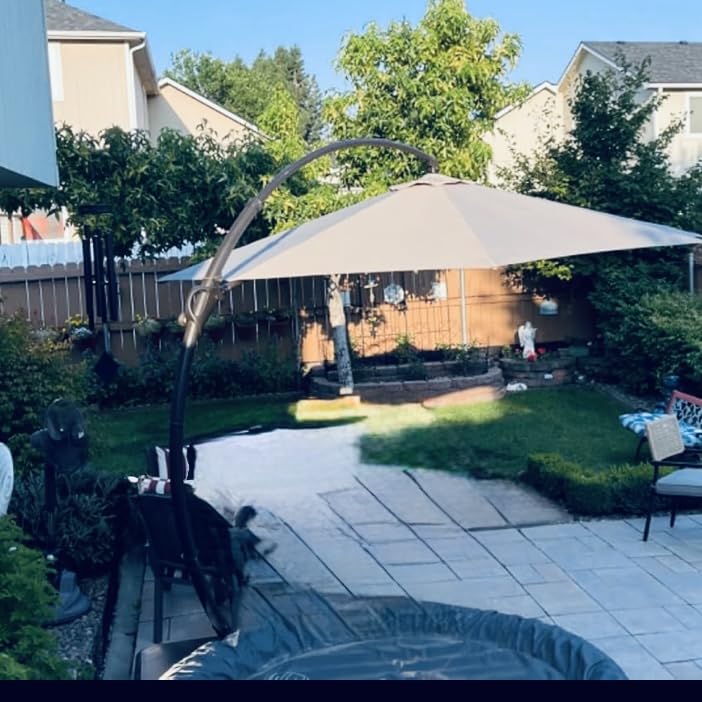 Aoxun 11 FT Cantilever Umbrella, Patio Large Aluminum Offset Umbrella Windproof with 360°Rotation, Heavy Duty Frame for Outdoor, Pool, Deck and Garden customer photo 2