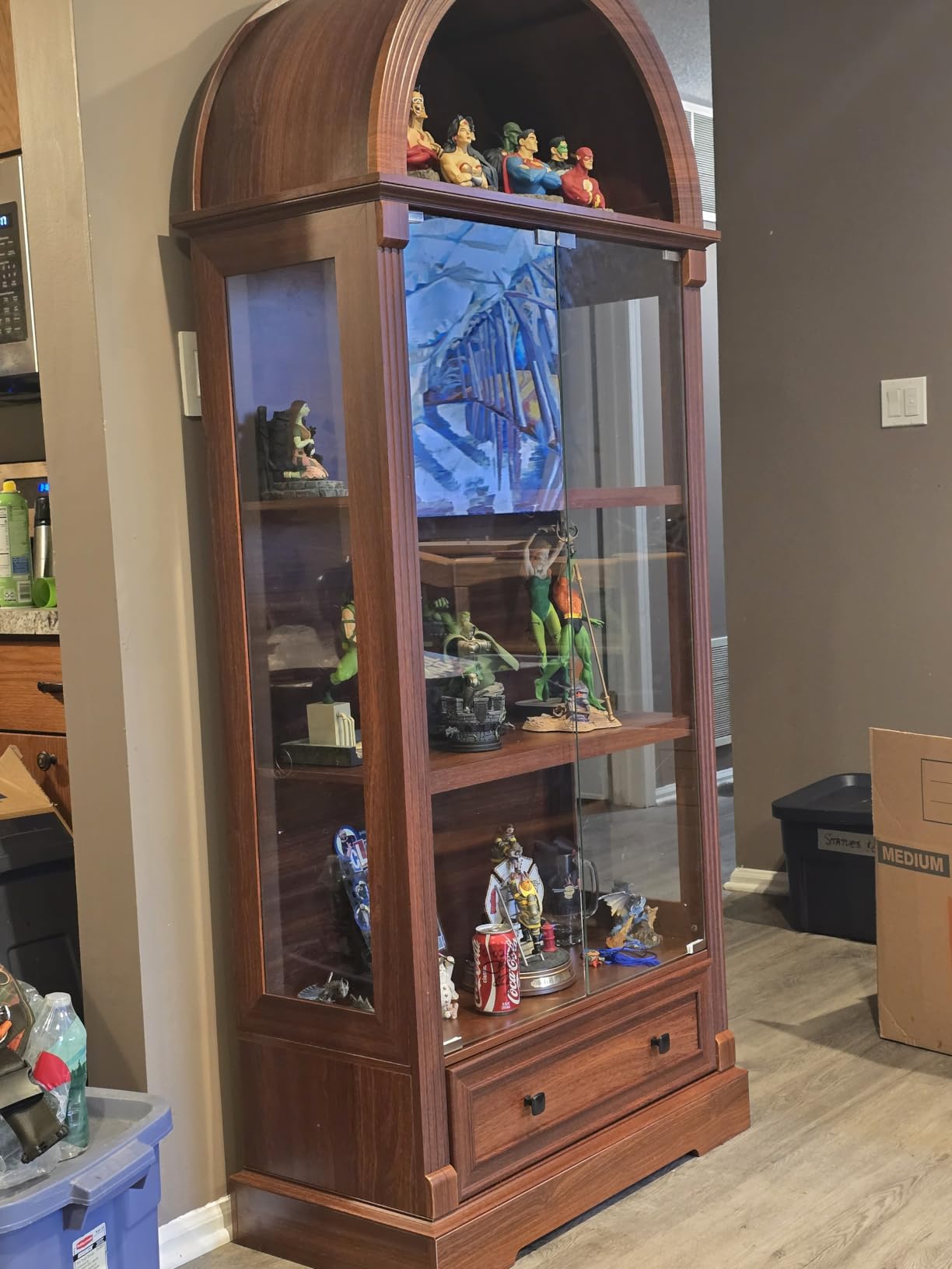 Black Curio Cabinet with Glass Doors, 72