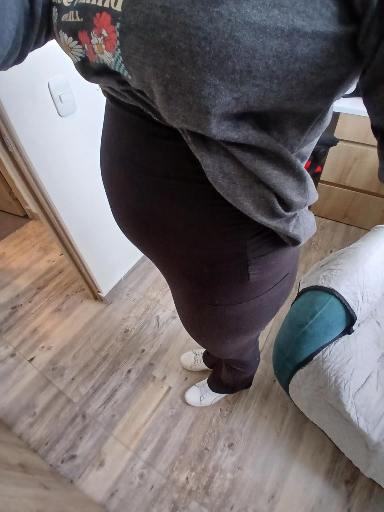 Walifrey Maternity Flared Leggings Yoga Pants | Buttery Soft Pregnancy Clothes, Two Practical Pockets, Over The Belly, Work Casual & Workout customer photo 1