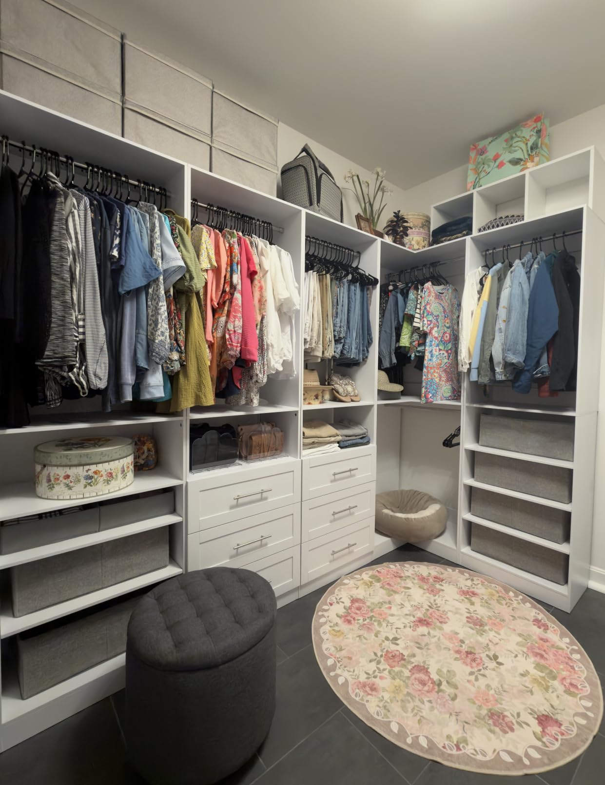 Vomavex Corner Closet System with 3 Hanging Rods, 30.8