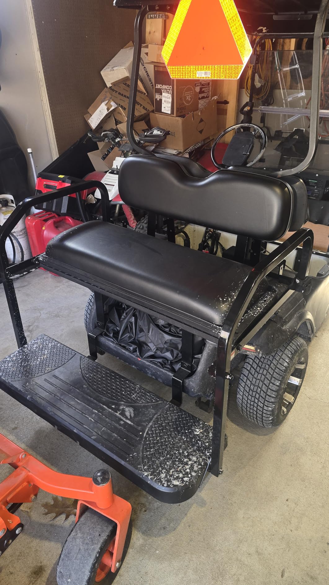 NOKINS Golf Cart Rear Flip Seat Kit Fits EZGO TXT | Tan rear flip seat kit, 1.25 in steel frame, flip cargo bed, fits EZGO TXT 1994.5 Up Freedom T48 2014+ customer photo 2