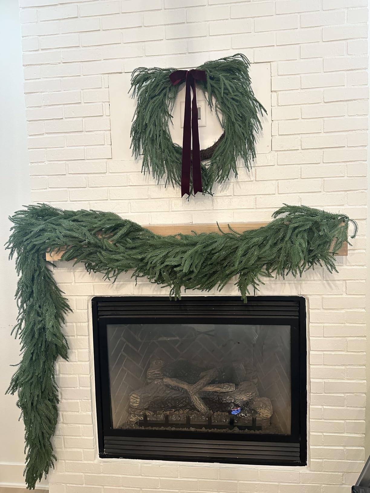 9FT Artificial Norfolk Pine Garland, Realistic Christmas Greenery Garland for Mantle, Staircase, Banister, Fireplace, Wall, Door, Table, Indoor & Outdoor Holiday Xmas Decorations customer photo 1
