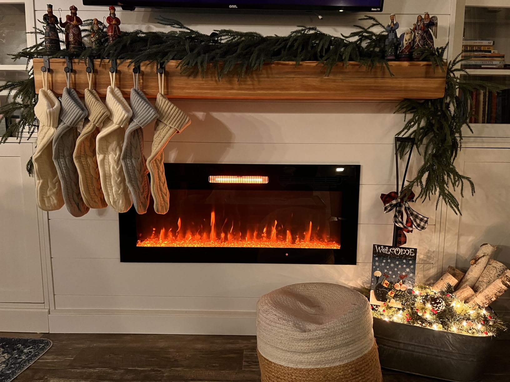 9FT Artificial Norfolk Pine Garland, Realistic Christmas Greenery Garland for Mantle, Staircase, Banister, Fireplace, Wall, Door, Table, Indoor & Outdoor Holiday Xmas Decorations customer photo 2