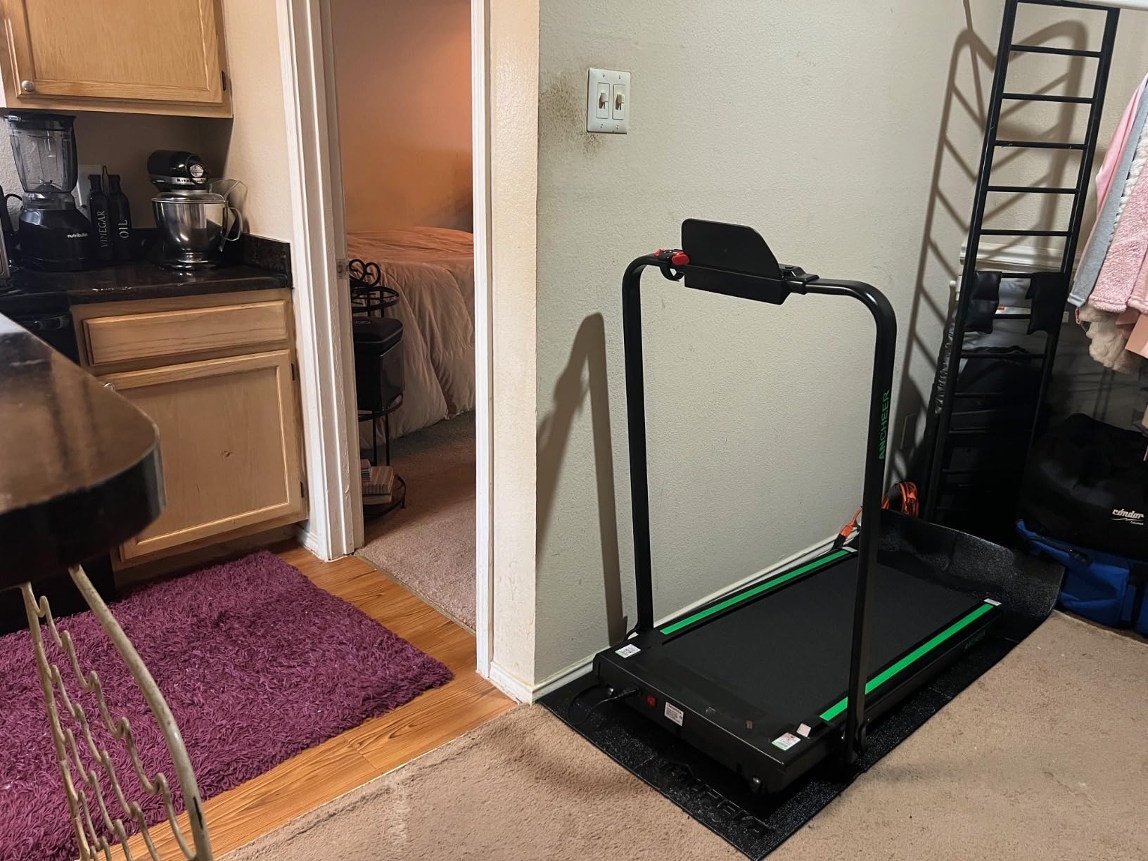 ANCHEER Walking Pad with Incline - Under Desk Treadmill with Handle Bar | Foldable Treadmills for Home Small Spaces, Office, Compact Portable Running Machine with Remote Control & LED Display customer photo 2