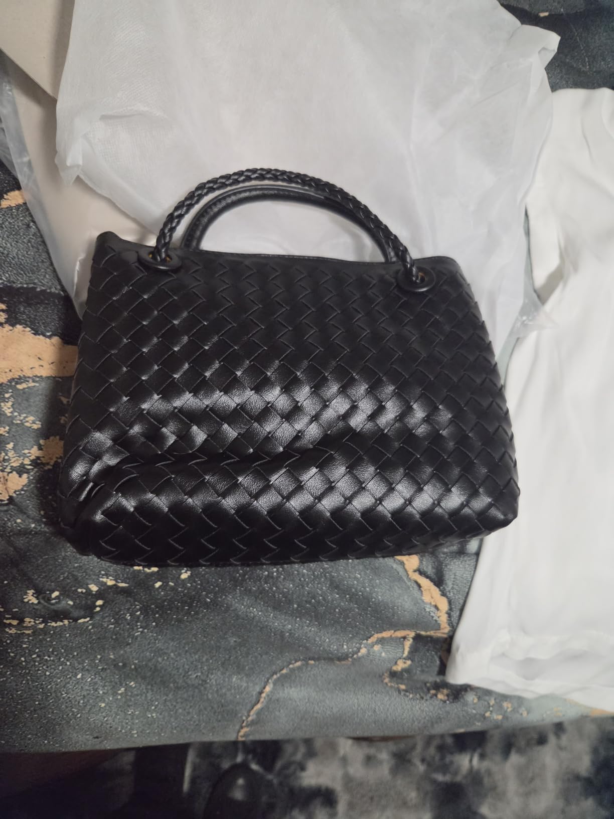 Woven Tote Bag for Women Leather Shoulder Handbag Designer Top Handle Purses customer photo 1